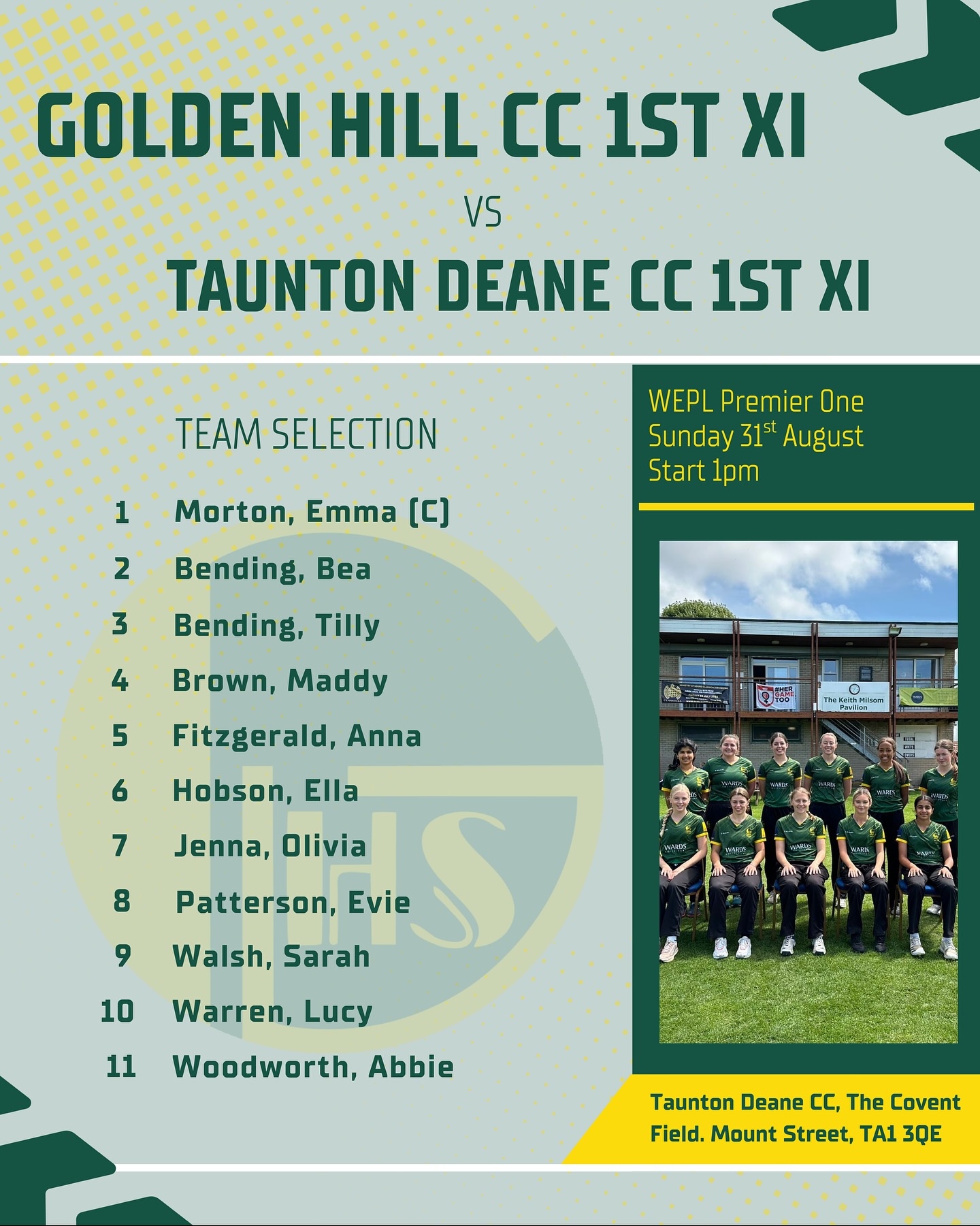 Go well to the women away in Taunton and Huntley tomorrow! 🏏
Praying to the weather Gods ☀️🙏🏼