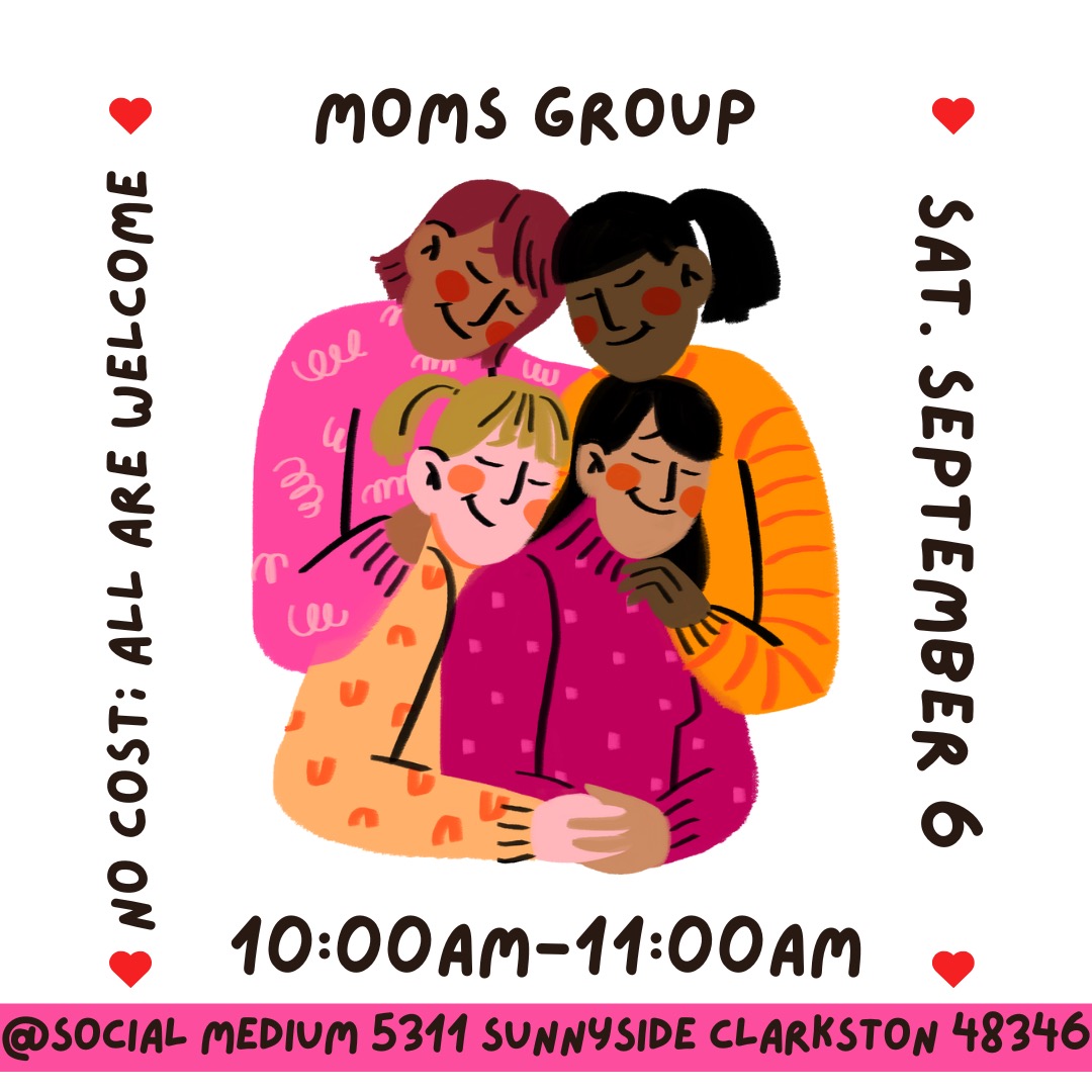 Join us Saturday for Mom’s group- a casual group for us to get together, share and support.
Be yourself
Be relaxed
Be a mom and more
email with any questions alesha@couragedandcarecounseling.com
#clarkstonmi #waterfordmi #getyourpinkback #momfriends #comeasyourare