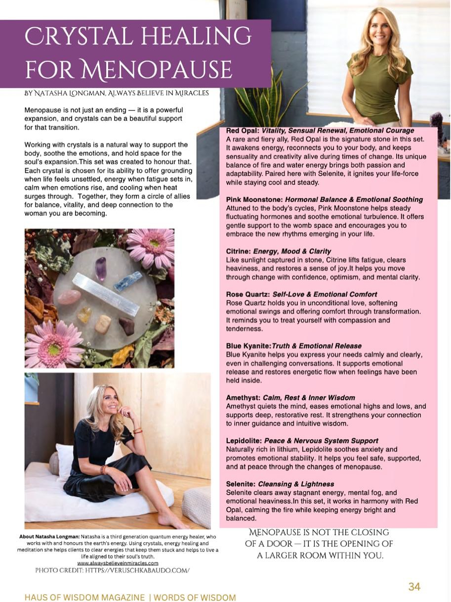 Hello September, let’s go! After a beautiful summer we now start to welcome the Autumn…. New publication, delighted 🧡✨💫 Autumn Equinox & Crystal healing for menopause 🍁🍂✨💫
Thank you 🙏🏼
Haus Magazine @thehausofwisdom
📸 by Veruschka Baudo Photography @dea_soulportraits @veruschkabaudo_photography
Hair: @neavehairagram
#helloautumn #letsgo #crystals #crystalhealing #menopause #crystalsformenopause #autumnequinox #helloseptember #london #privateonetoonesession #healing #transformation