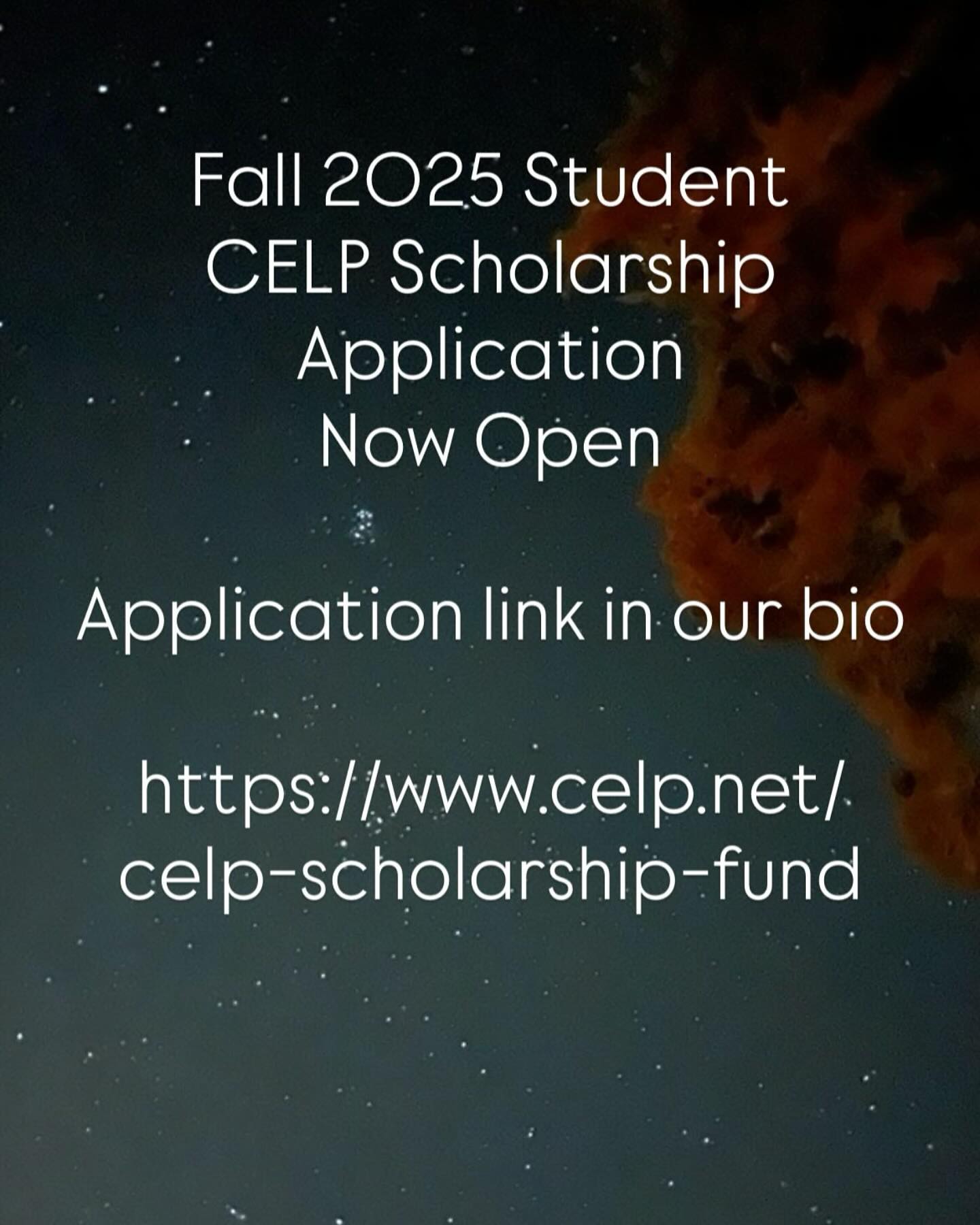Applications now open for our student scholarships! CELP Scholarship link in our bio