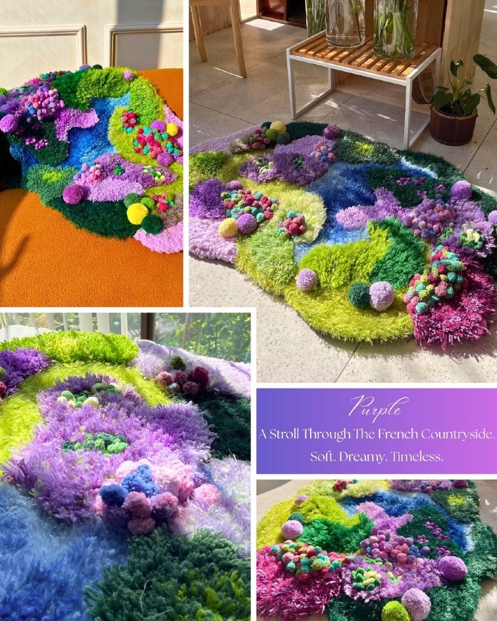 Dreaming of a romantic escape to the French countryside? This gorgeous purple moss rug brings all the lavender field vibes straight to your home. It's the perfect way to add a touch of romance and calm, transforming any space into your own private Provencal retreat.
#DIYProjects #HomeDecorInspo #CraftYourStyle #MossRugDIY #CreativeHome