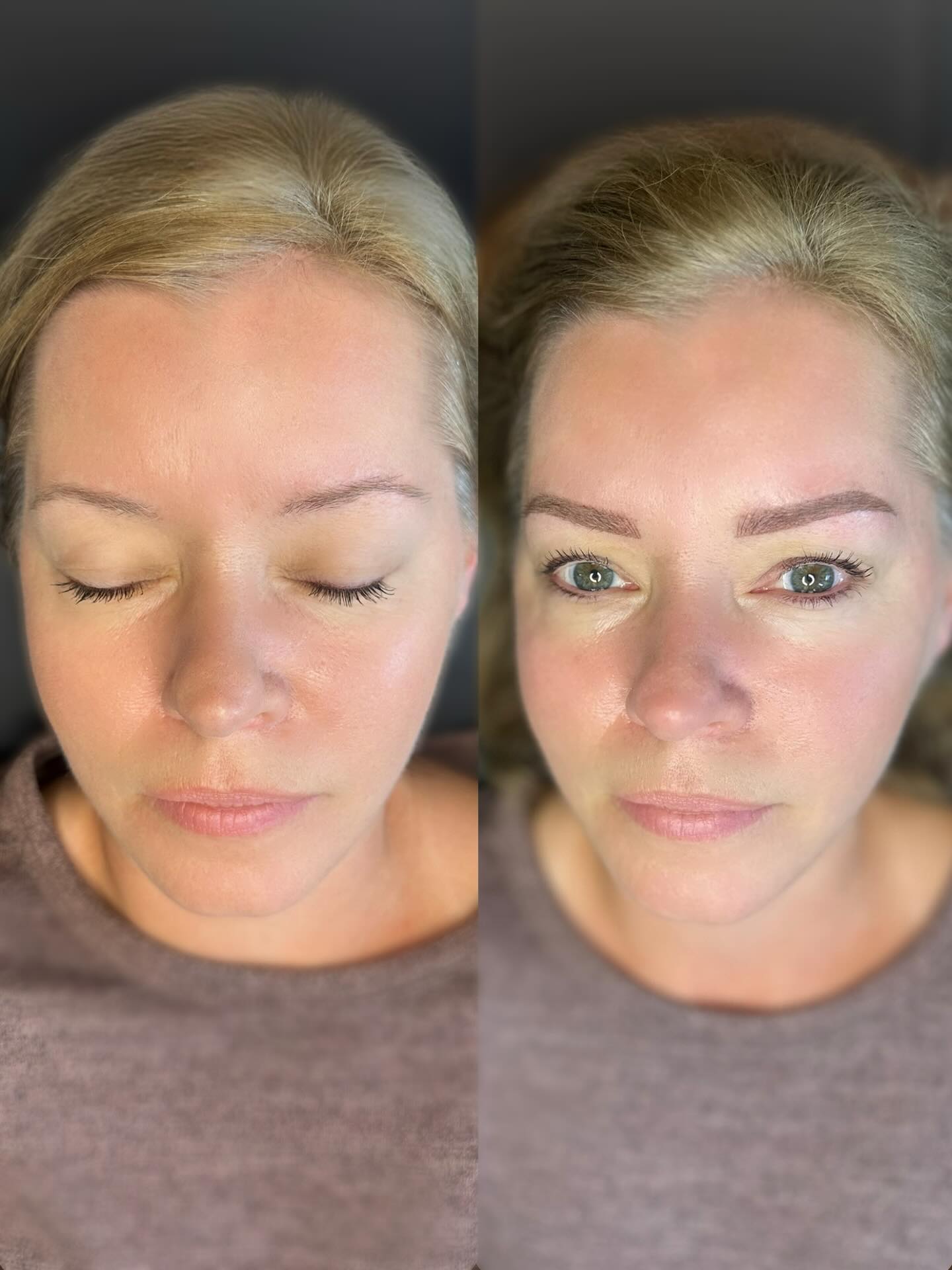 Brow game got an upgrade! No more fill ins and non stop tint to keep them looking fresh and framing those eyes! Remember these will soften and lighten as they heal, giving her smudge proof brows for years to come #browtattooyyc #yycbrows #calgarybrows