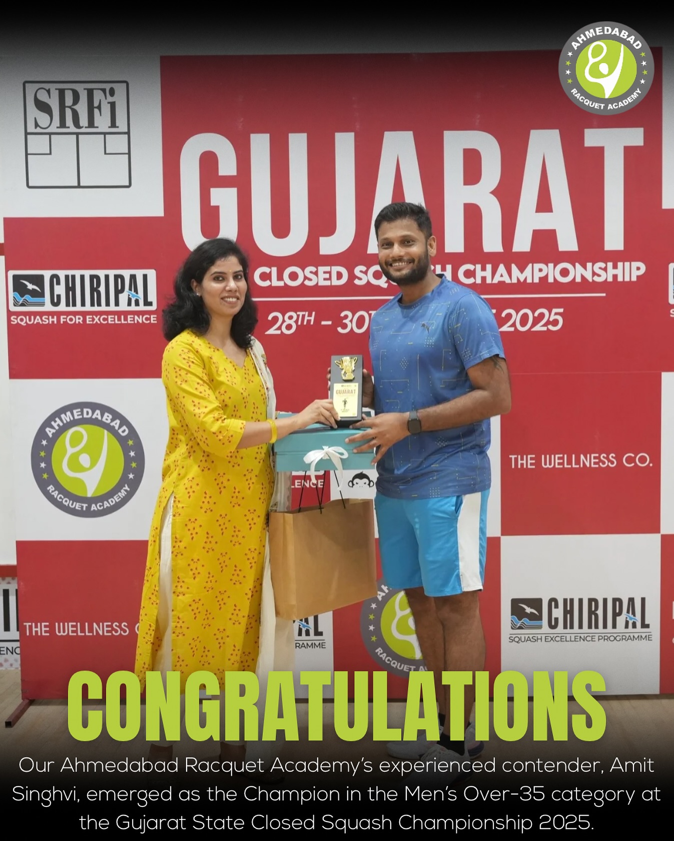 Experience Meets Excellence!
Our seasoned contender, Amit Singhvi, emerged as the Men’s Over-35 Champion at the Gujarat State Closed Squash Championship 2025! 🏆🔥
Proving that passion for the game knows no age limit! 🙌
#ARA #SquashChampion #GameForLife