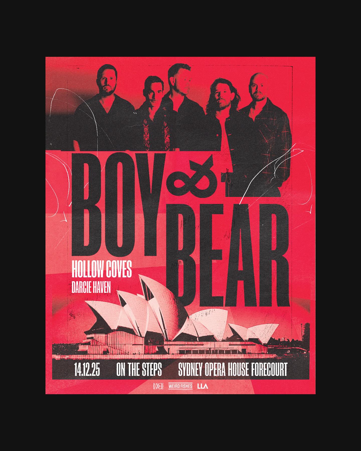 Boy & Bear at the Sydney Opera House!
Their biggest show ever. With special guests @hollowcoves & @darcieehaven
📷 @caseymoore
_
_
_
#listentothegraphics #graphicdesign #illustration #artdirection #gigposter #fvckingdesign #poster #coverart #albumcover #artwork #music #australiandesign #music #listentothegraphics #lttg #boy&bear #sydneyoperahouse