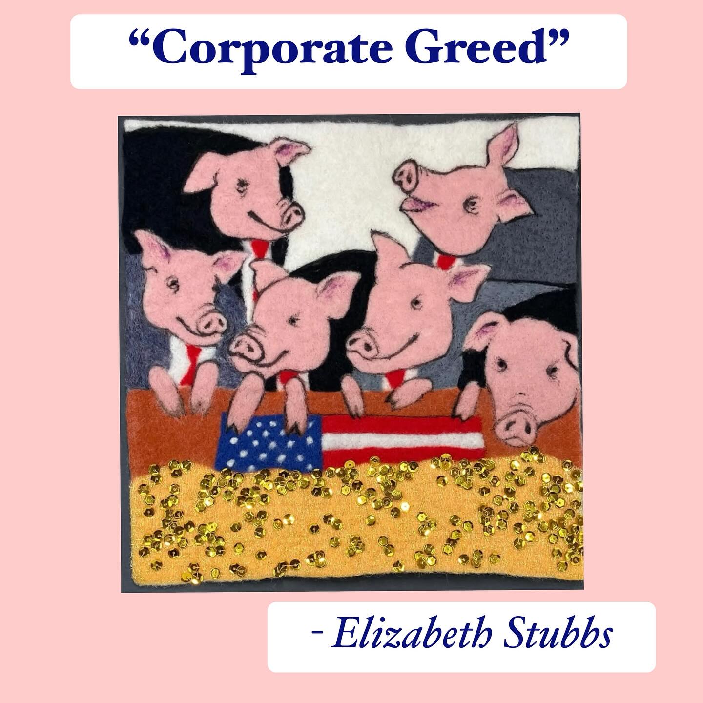 “Corporate Greed” by @elizstubbs can be seen at D is for Disrupt - Risky and Rebellious Art at the Main Gallery at Lynn Arts 25 Exchange St in Lynn, MA. You can check out these greedy piggies until October 4th.