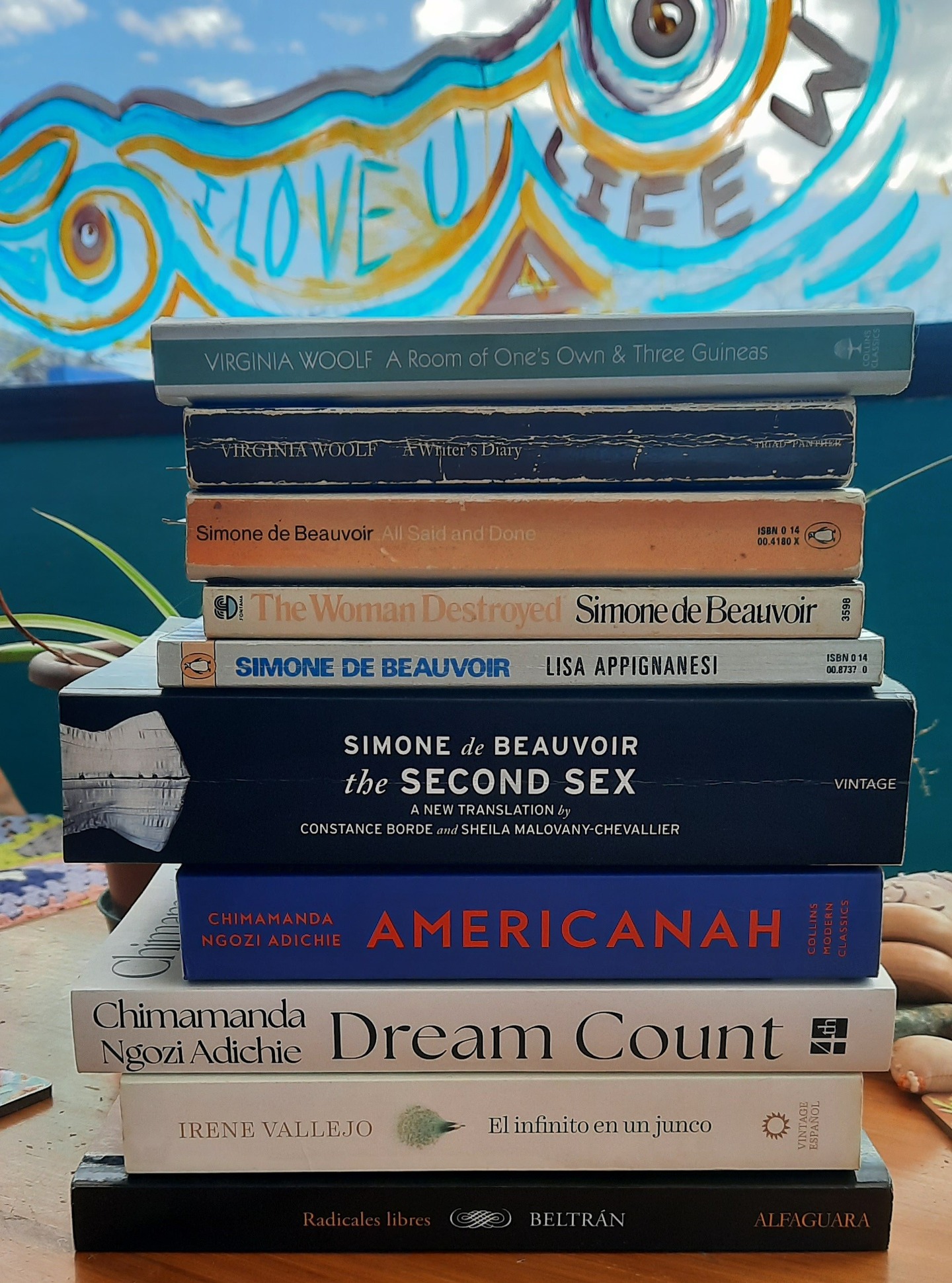 Some books from my chosen writers for my new series!
Virginia Woolf #virginiawoolf
Simone de Beauvoir #simonedebeauvoir
Chimamanda Ngozi Adichie 💜#chimamandangoziadichie
Irene Vallejo #irenevallejo 🌟
Rosa Beltran #rosabeltrán
Anne Sexton #Annesexton
Some others of my favorites, but not on the paintings.
Rosa Montero, Spain #rosamonteroescritora
Piedad Bonnett, Colombia #piedadbonnett❤️
Jeanette Winterson, England #jeanettewinterson
Lauren Elkin, France #laurenelkinauthor
Diana Souhami, Engalnd #dianasouhami
Cat Bohannon, USA #catbohannon
Article from Timaru Herald on the opening 🤩