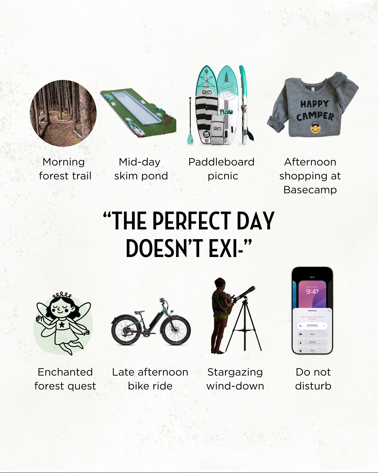 The perfect day doesn’t exi— Wait.
🌲 Morning forest trail
💦 Mid-day skim pond splash
🛶 Paddleboard picnic lunch
🛍️ Afternoon Basecamp haul
✨ Fairy quest in the forest
🚲 Golden hour bike ride
🌌 Stargazing wind-down
💤 Do not disturb.
DM “ADVENTURE” to plan your perfect PNW day with PEA.
#pnwadventures #pacificnorthwestlife #outdooradventures #pnwexplorer #washingtonstate