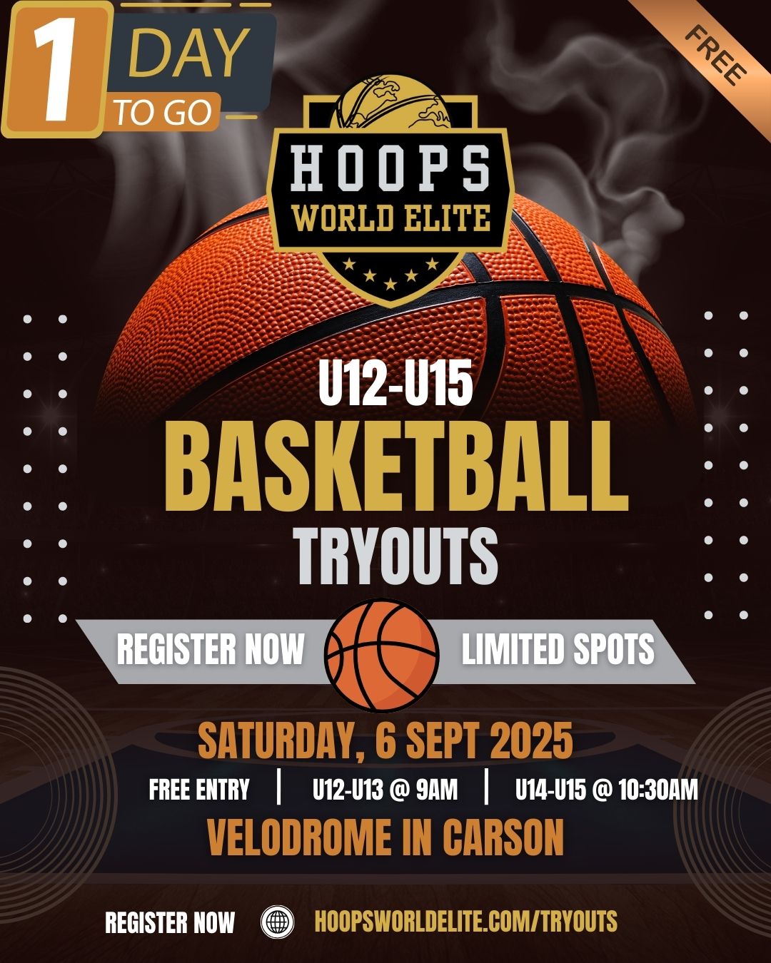 🚨 It’s almost here: ONLY 1 DAY LEFT until Hoops World Elite tryouts at the Carson Velodrome! 🏀🔥
👉 What’s your pre-game ritual? 🎧 Music? 🏃 Extra shots? 🙏 Mental prep?
Drop it in the comments: let’s see how tomorrow’s hoopers get ready! 👇
📍 Carson Velodrome
📆 Sept 6
✅ Licensed Coaches | Adidas Gear | AI Training | Multiple Circuits
Last chance to claim your spot. Don’t sit out — sign up now!
👉 www.hoopsworldelite.com/tryouts
Link in Bio
#HoopsWorldElite #BasketballTryouts #LAHoops #OCBasketball #LongBeachHoops #YouthBasketball
