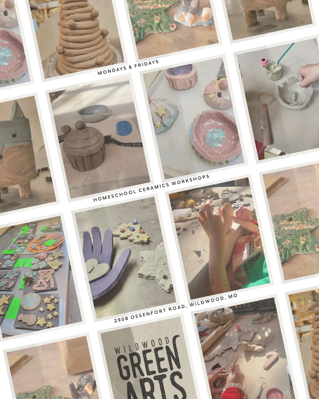 🏡 Homeschool Ceramics
A creative and educational class designed especially for homeschoolers. Learn pottery while having fun!
🗓️ Mon 1PM–2:30PM (Sept 08, 15, 22, 29)
Fri 1PM–2:30PM (Sept 12, 19, 26)
📍 2908 Ossenfort Road, Wildwood, MO
🔗 https://zurl.co/6Hh95