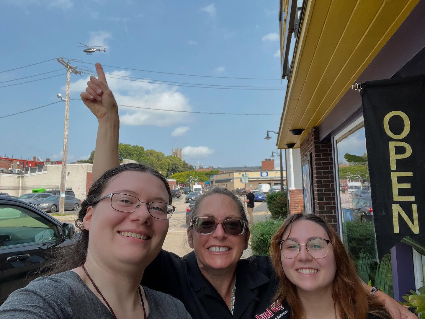 It’s Norwood Day today. Many festivities including a helicopter flyby! Swing by and say hi! #norwoodday #customartframing #norwoodma #townday #helicopter