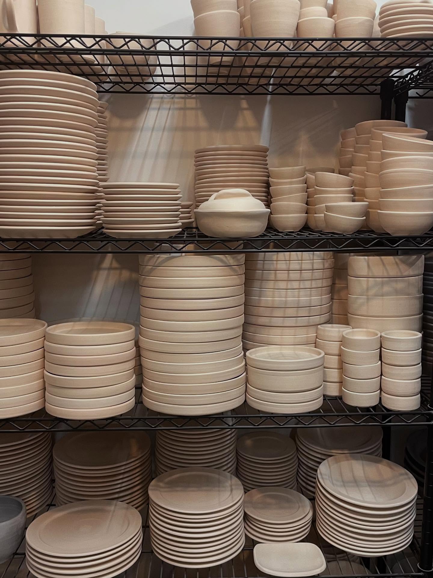 Summer time bisque stock is quickly reducing in numbers as we glaze dinnerware for your orders and our restaurant clients.
A few of them are glazed and waiting on the shelves for the open studio sale this Sunday.
We hope that the strike won’t affect you much and we will see you this Sunday. Well if I am hoping for something is for the tube strike not to go ahead, but I don’t think that we have a saying.
🤞see you on Sunday!
#handmade #pottery #potter #london #studio #plates #dinnerware #mugs