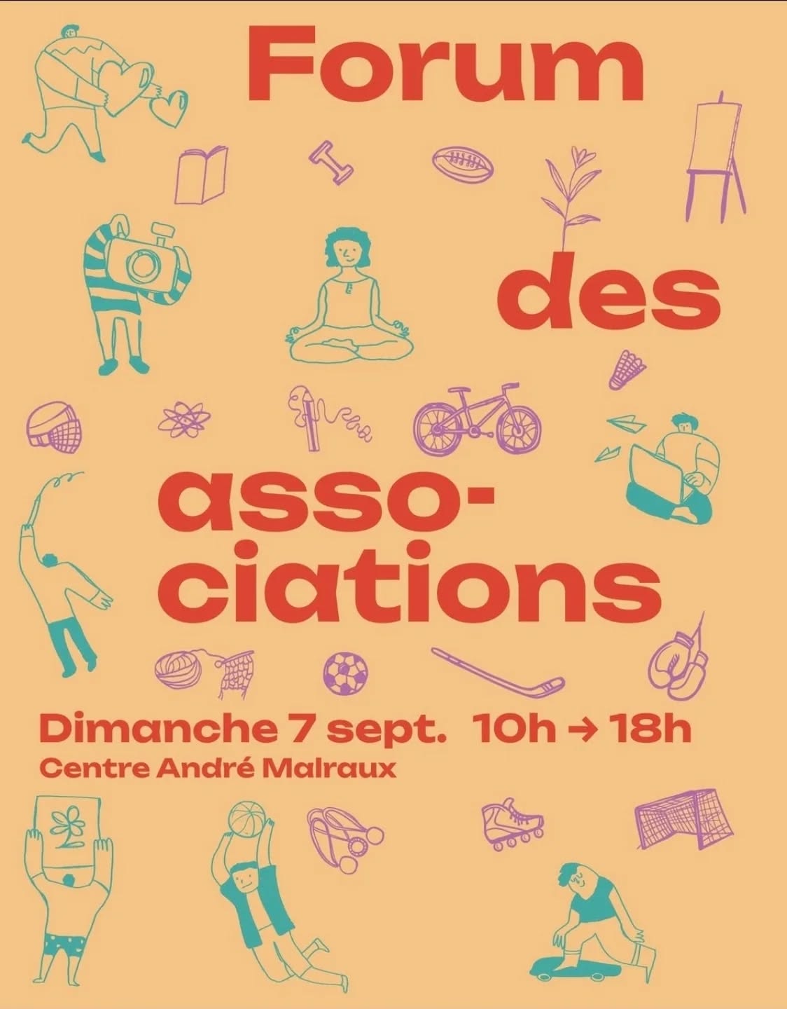 #ABCforumdesassociations 🟦🟨🟥
⚠️ Retrouvez nous dimanche 7 septembre lors du Forum des Associations au Centre André Malraux.
- Baby-Vélo ✅️ 2-5 ans
- École de Vélo ✅️ 6-12 ans
- Catégories Jeunes ✅️ U15, U17, U19
- Catégories adultes ✅️ Compétition, Cyclosportifs, Cyclotourisme
- VTT ✅️