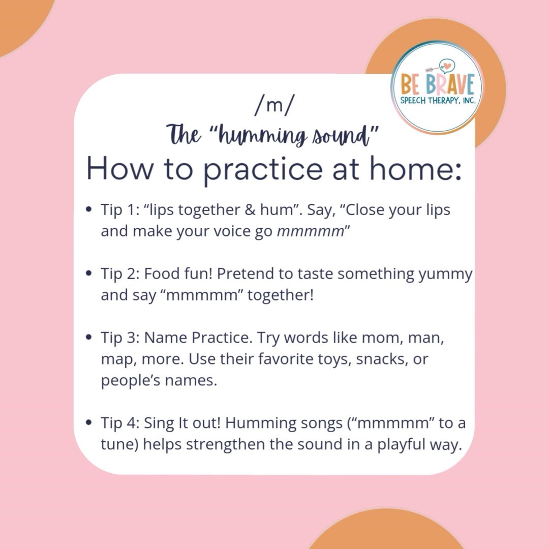 “Mmmm…that’s tasty! 😋 The /m/ sound is one of the easiest for kids to learn—lips together + voice on! Try practicing during snack time (‘Mmm, milk!’) or with favorite words like "mom" and "more". Little moments add up big ✨”
#BeBraveSpeechTherapy #escondidomoms #escondidocalifornia #sanmarcosmoms #sanmarcoscalifornia #vistamoms #vistacalifornia #northcountysdmoms #valleycentercalifornia #fallbrookcalifornia #sandiegoslp #SpeechTherapy #SpeechTherapist #SpeechPathologist #PrivatePracticeSLP #pediatricslp #escondidokids #sanmarcoskids #hiddenmeadows #onlinespeechtherapy #earlysounds #babysounds❤️