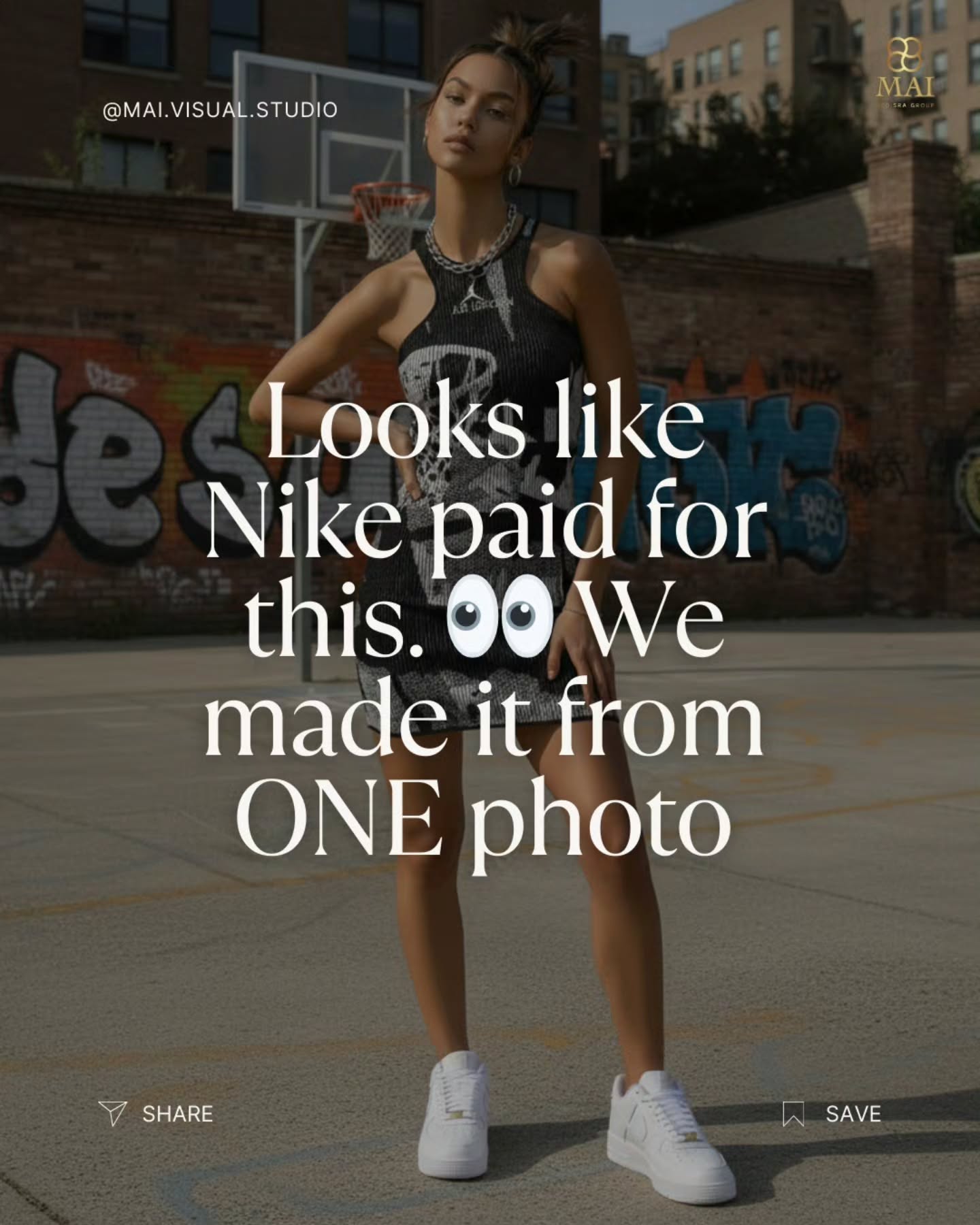 From one plain photo → to a Nike-style campaign 👟
Step by step, here’s how we upgraded the outfit, background, and sneakers.
✨ Made with MidJourney + Nano Banana on Higgsfield
👉 Save this post for inspiration & follow @mai.visual.studio for more
#AIart #NikeStyle #ContentCreation #AIdesign #MaiVisualStudio