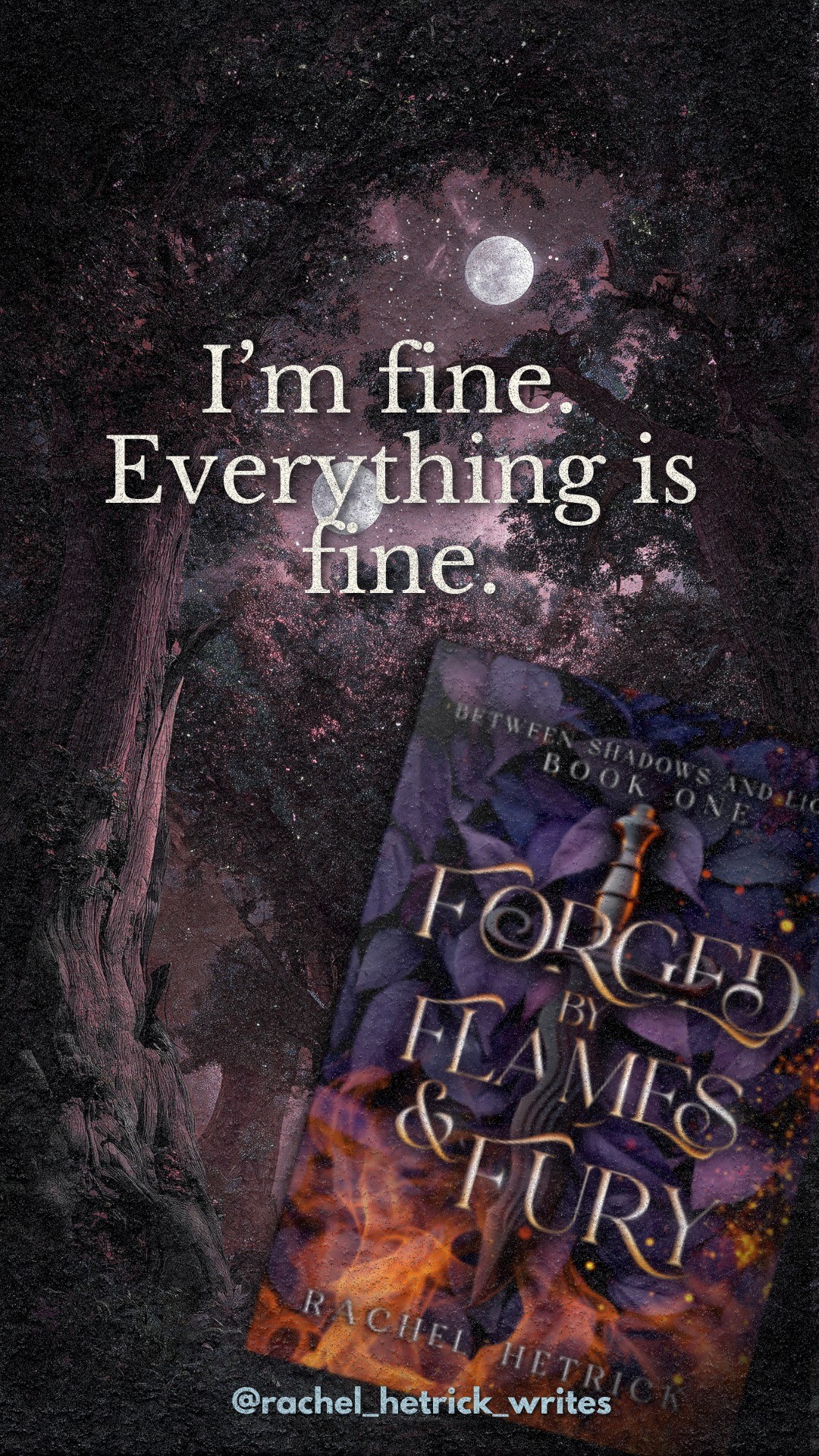 It seemed like such a good idea at the time: release five books two months apart! Now I'm just living the indie author dream. 🫠
Book 1 is ready to go, Book 2 needs a final proofread, Book 3 is still with the editor, Book 4 needs some dev edits, and Book 5 hasn't even met a beta reader yet.
Send coffee and chocolate. I'm fine. Everything is fine.
Get ready for the chaos of Forged by Flames & Fury today!
🔗: https://www.amazon.com/Forged-Flames-Fury-Between-Shadows-ebook/dp/B0FMPB56VB/ref=sr_1_1