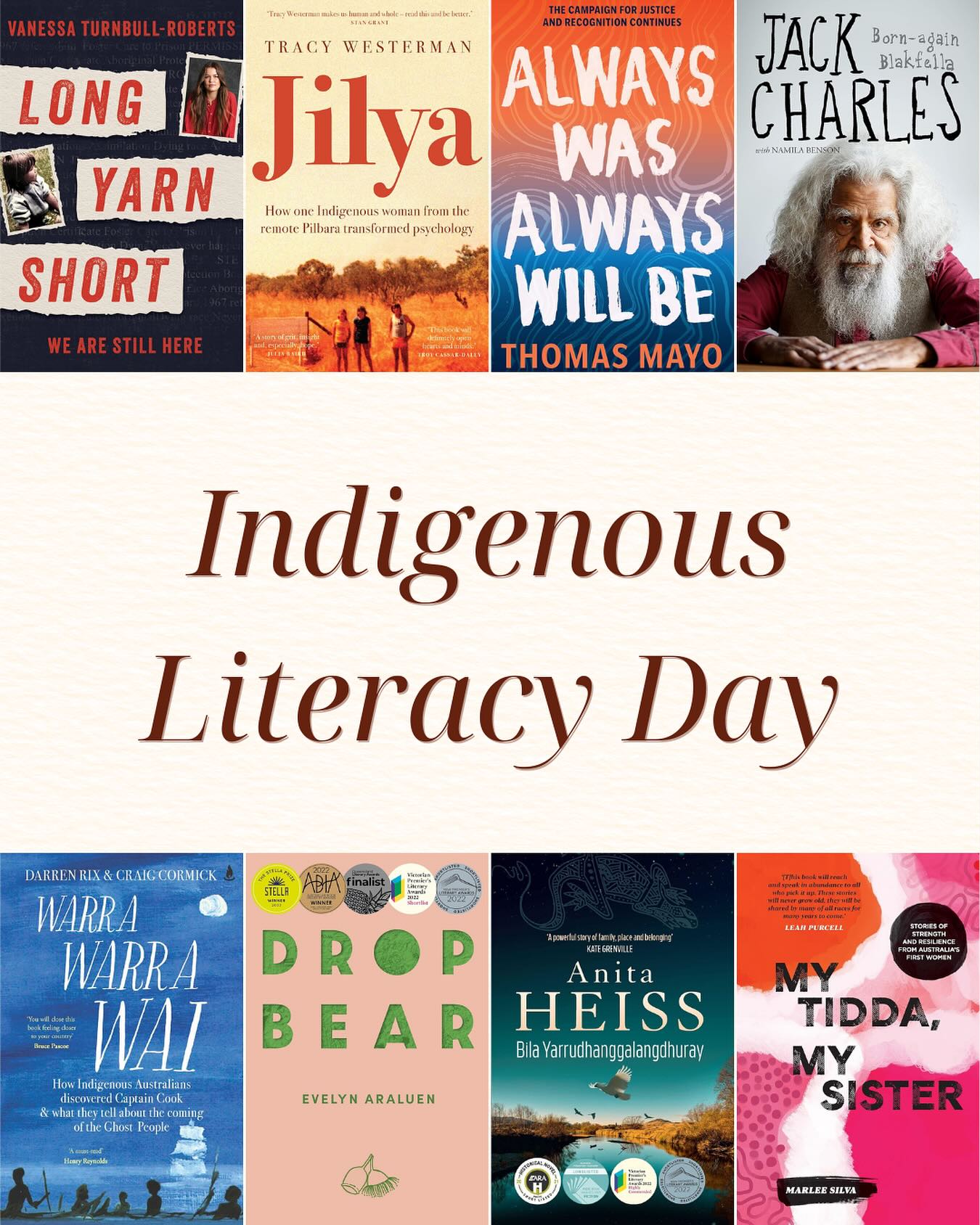 Today is Indigenous Literacy Day, an annual celebration of Aboriginal and Torres Strait Islander Peoplesâ Stories, Cultures, and Languages.
#ILD is run by the Indigenous Literacy Foundation, and this year the theme is âStrength In Our Stories: For Now & Future Generationsâ.
For the last few years, I have set myself the goal of reading at least one book per month written by an Aboriginal or Torres Strait Islander person. I did this after I realised that these voices were completely underrepresented in my reading, as someone who was already making a concerted effort to read Australian literature.
In the spirit of accountability, here are the 8 books by Aboriginal authors I have read so far this year:
đ¤ Born-Again Blakfella, Jack Charles (with Namila Benson)
đ Dropbear, Evelyn Araluen
â¤ď¸ď¸ď¸ Long Yarn Short: We Are Still Here, Vanessa Turnbull-Roberts
đ¤ Jilya, Tracy Westerman
đ My Tidda, My Sister, Marlee Silva
â¤ď¸ď¸ď¸ Always Was, Always Will Be, Thomas Mayo
đ¤ Warra Warra Wai, Darren Rix & Craig Cormick
â¤ď¸ď¸ď¸ Bila Yarrudhanggalangdhuray, Anita Heiss
Now and every day, if youâre a reader in Australia, take the time to seek out and read stories from a diverse range of groups, including Aboriginal and Torres Strait Islander people. I have been improved and expanded by everything I have learned from the writing of our countryâs first storytellers.
If youâre able, please consider donating to the @indigenousliteracyfoundation, who are completely donor-funded (i.e. do not accept any government funding) and do amazing work.
And, feel free to drop me some book recommendations!
#IndigenousLiteracyDay #ILD #IndigenousLiteracyFoundation #StrengthInOurStories #IndigenousVoices #OwnVoices #FirstNationsStories #FirstNationsVoices #AustralianLiterature #AustLit #BookstagramAustralia #OzLit
đ¤đâ¤ď¸ď¸ď¸