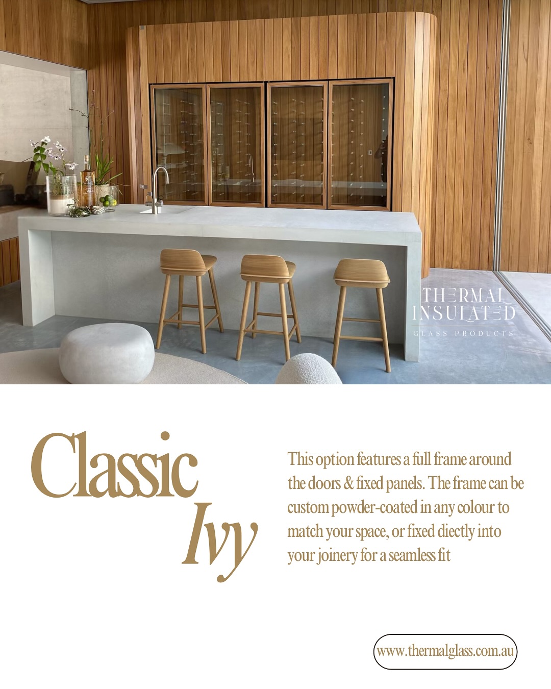 One of our most common questions… what’s the difference between our Classic Ivy, Vitalia Slimline, and Kobe Slide doors?
🔹Classic Ivy – A framed look that can be custom powder-coated or fitted with matching joinery.
🔹 Vitalia Slimline – Our semi-frameless style with a sleek 3mm seamless edge, giving you that frameless effect with full heated-glass benefits.
🔹 Kobe Slide – The slimmest sliding set technology, designed for a smooth, seamless glide in tight spaces.
Every style offers premium heated glass, condensation-free performance, and timeless design. It’s all about which look + function fits your space best 🥂
Contact us today