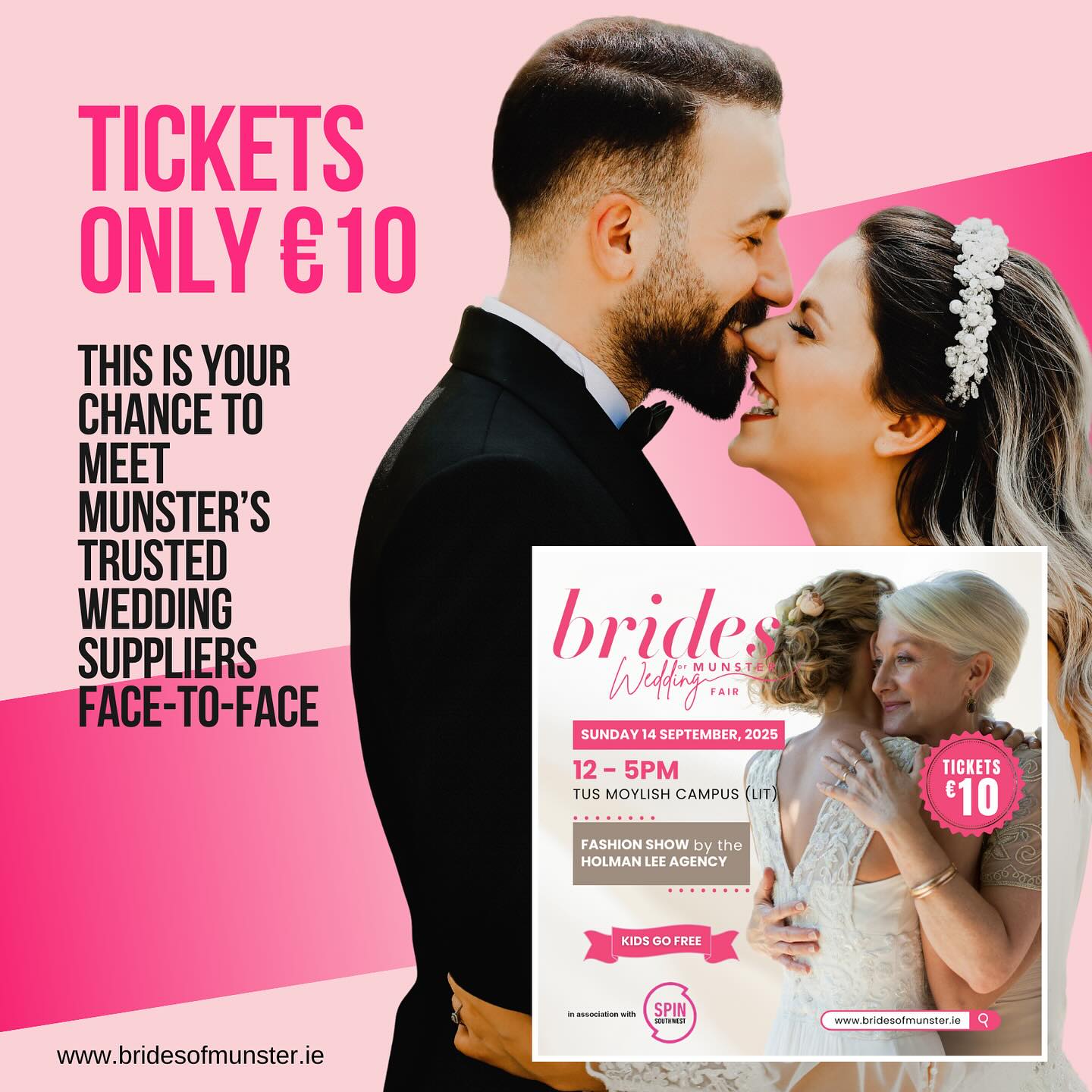 ✨ Giveaway ✨
We’re giving away 2 x tickets to the Brides of Munster Wedding Fair on Sunday, Sept 14th. Taking place from 12-5pm at TUS Campus in Moylish, Limerick.
We look forward to meeting all wedding couples in person on the day.
SIMPLY COMMENT BELOW on who you would bring with you to the fair.
Winners announced on Wednesday, September 10th.
Visit BridesofMunster.ie for more tickets.
@bridesofmunster