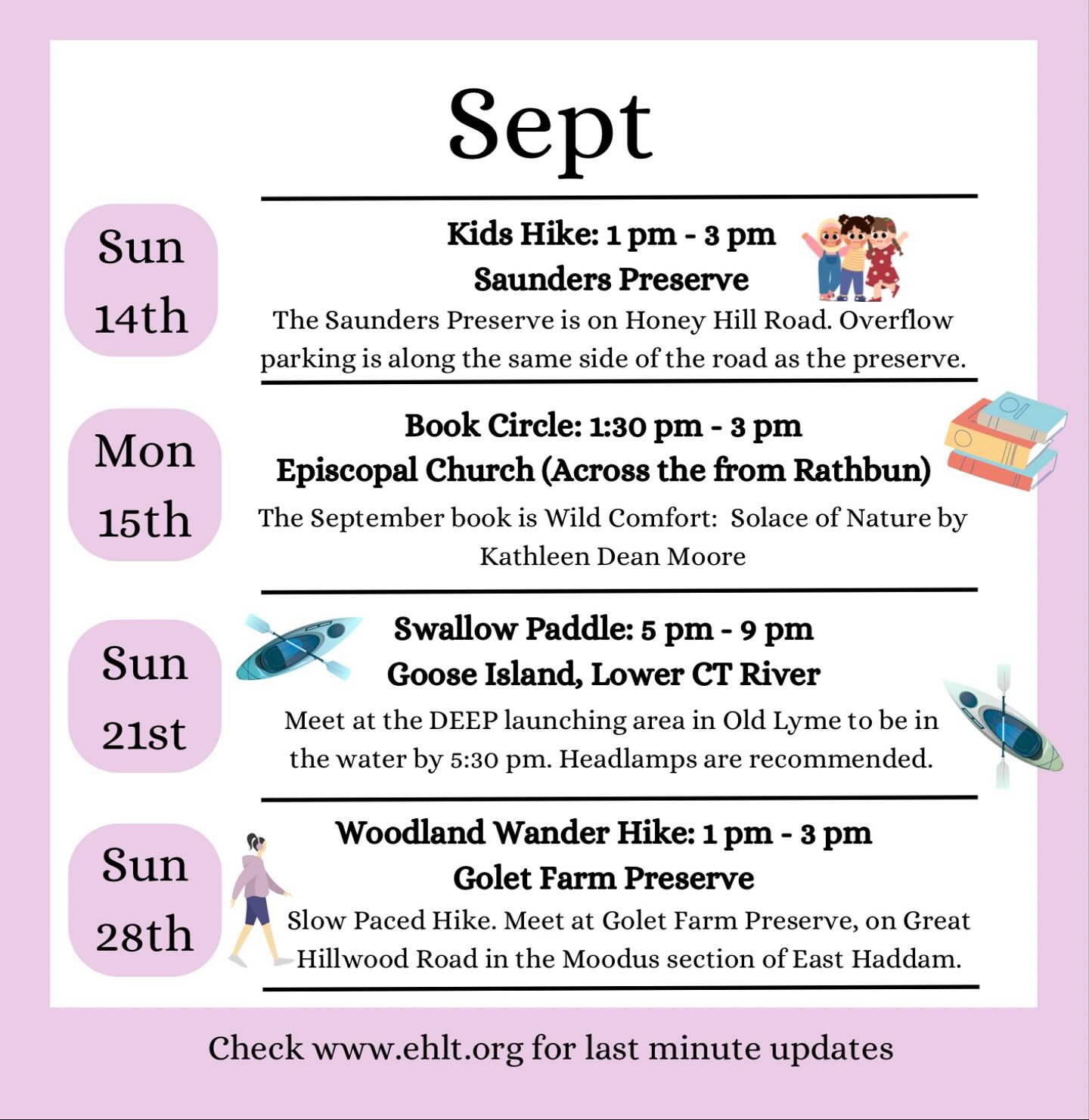 Upcoming September events.
