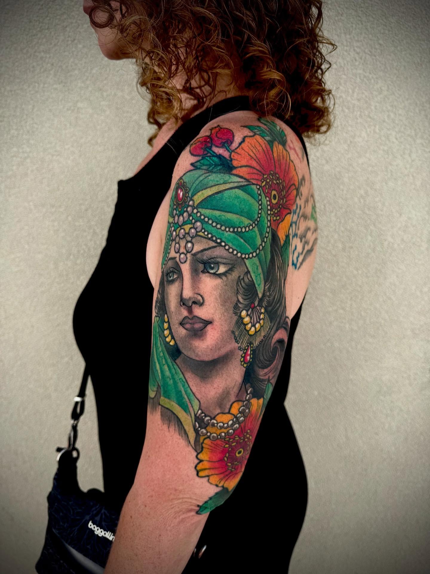 ⨠Bold color, classic elegance āØ
I had the honor of creating this vibrant pieceāa striking portrait full of detail, character, and life. The jewel tones, floral accents, and ornamental touches all come together to give this tattoo an old-world regal feel with a modern twist.
Always grateful for clients who trust me with such meaningful and artistic work. š
#TattooArt #TattooArtist #ColorTattoo #PortraitTattoo #CustomTattoo #TattooWork #Inked #TattooCollector #BodyArt #TattooDesign