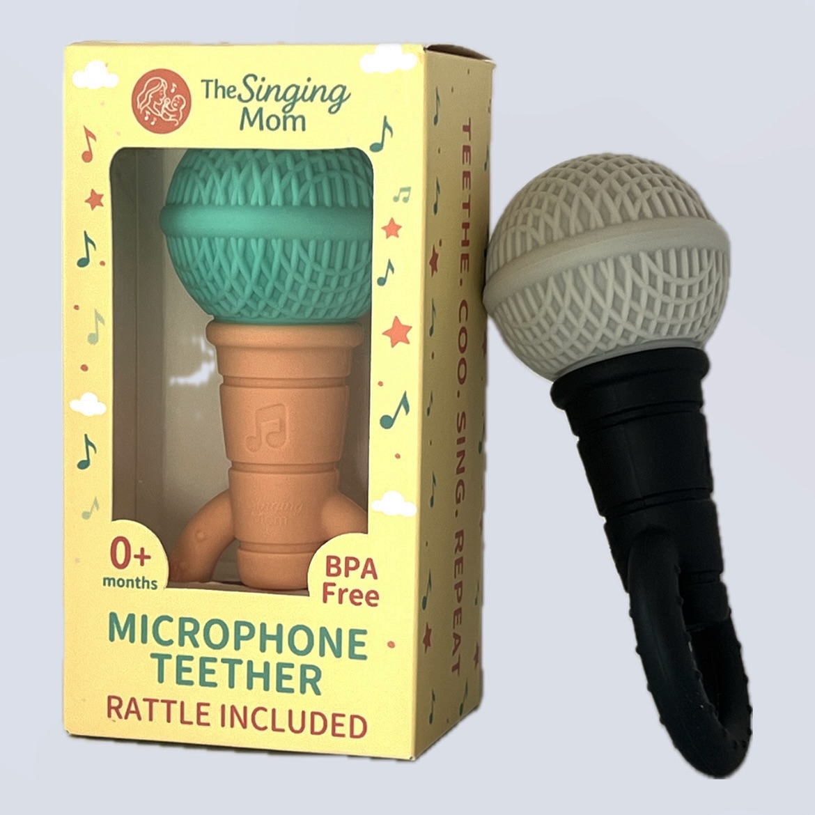 Something is coo(k)ing… and it’s your baby’s new teether microphone toy. PRE-ORDERS now available on our website. BPA free (food grade silicone), rattle included, dishwasher and freezer safe, provides teething and gum relief with 3 different patterns, encourages motor skills, promotes a love for singing,musicality and bonding. Safe from birth, grows with your baby into their toddler years as a play pretend toy and shaker! Reserve yours now! ***Expected to ship mid-October!
DM if you’d like to collab!!
Patent & trademark pending* created by @the.singingmom - a mom, vocal coach, music educator.
#babytoy #teethingbaby #babyteether #microphoneteether #babygumrelief #babydevelopment #singing #baby #toddler
