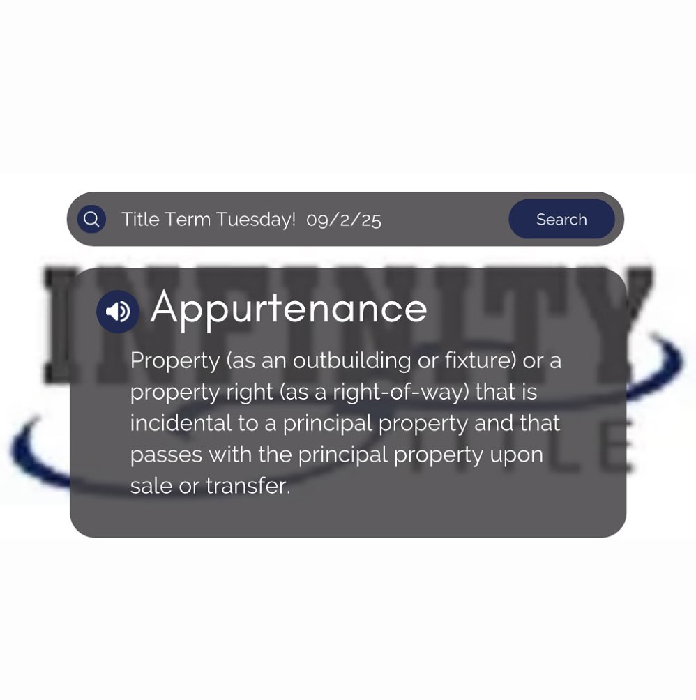 It's Tuesday title family! Today's title term is Appurtenance see the picture above for the definition. ⬆️