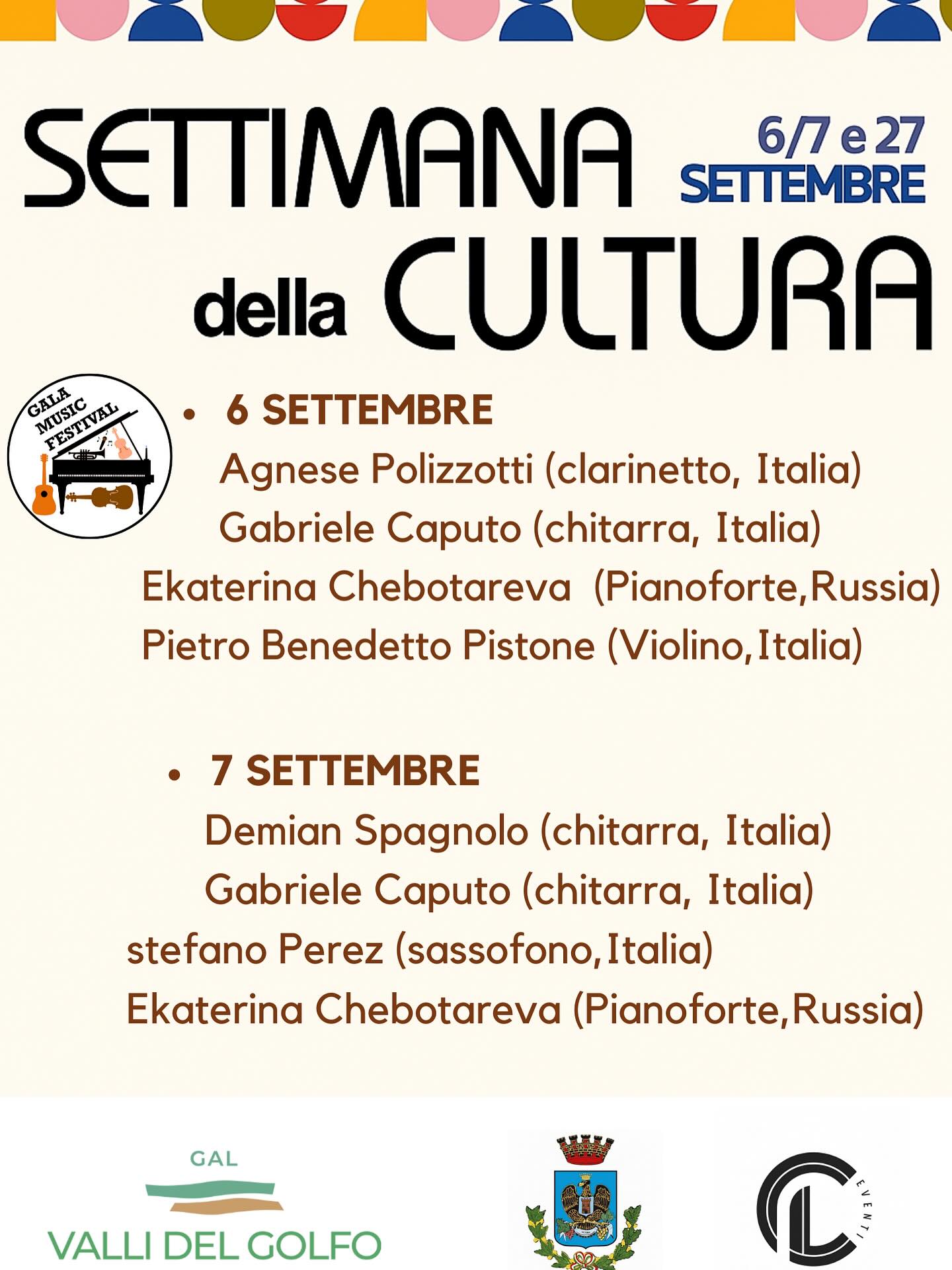 🎶 Gala Music Festival alla Settimana della Cultura 🎶
Un sentito ringraziamento al GAL Valli del Golfo, al Comune di Vittoria – Direzione Sviluppo Economico, al Sindaco Francesco Aiello, al delegato Alessandro Speranza, all’intero gruppo assessoriale e agli uffici dirigenziali per aver invitato i nostri artisti a partecipare a queste splendide serate di cultura e tradizione.
Siamo entusiasti di portare la nostra musica all’interno di un progetto che celebra arte, storia e enogastronomia del territorio, rendendo la Settimana della Cultura un appuntamento unico e speciale per tutta la comunità.
📍 6 e 7 settembre – Scoglitti, Via Messina e Piazza Castelli
✨ Adesso condividiamo le foto e i curriculum degli artisti che si esibiranno, per farvi conoscere da vicino i protagonisti di queste serate straordinarie!