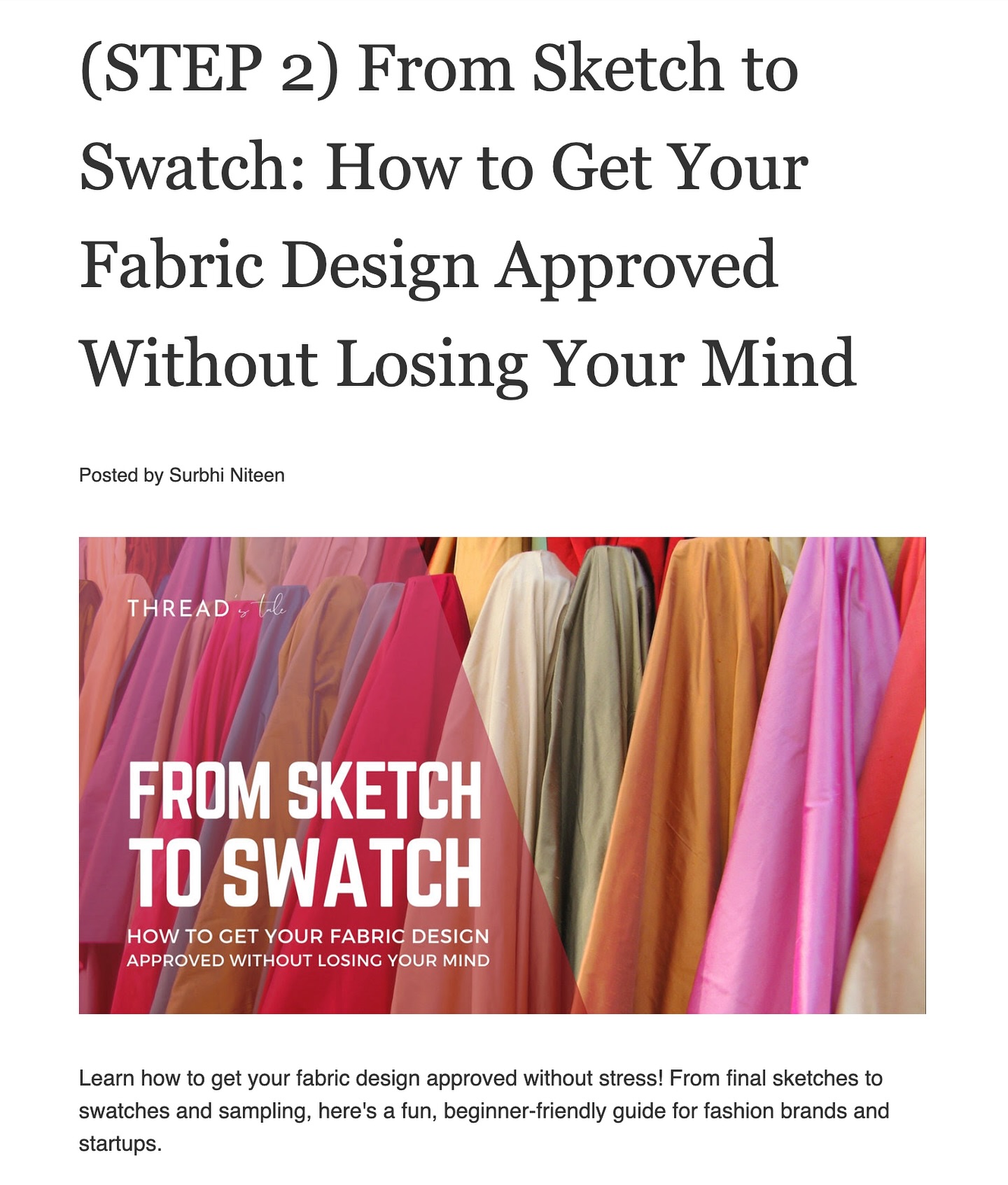 Great designs don’t just happen. They’re approved.
You’ve sketched your dream print; but the colors look off, the placement feels weird, and the swatch isn’t giving “wow”?
Before you panic; read this blog.
✅ Step-by-step guide to the fabric design approval process
✅ From finalizing artwork to swatch corrections
✅ Pro tips from the Thread’s Tale team (yes, we make it easy 😉)
Whether you’re launching your first label or scaling your next drop — this blog is your print prep cheat sheet!
Check the link in bio to read the full blog
Let’s get your sketch swatch-ready
#Threadstale #FromSketchToSwatch #FabricDesignApproval #FashionStartupIndia #SlowFashionStudio #BuildYourBrand #PrintDesignTips #SwatchToSample #ClothingLineJourney #MadeInIndiaLabel