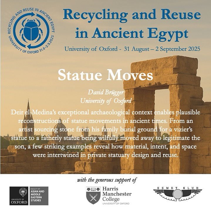 Excited to present my thoughts about statuary reuse in Deir el-Medina at the international workshop I am co-organising @hmcoxford @oxford_uni