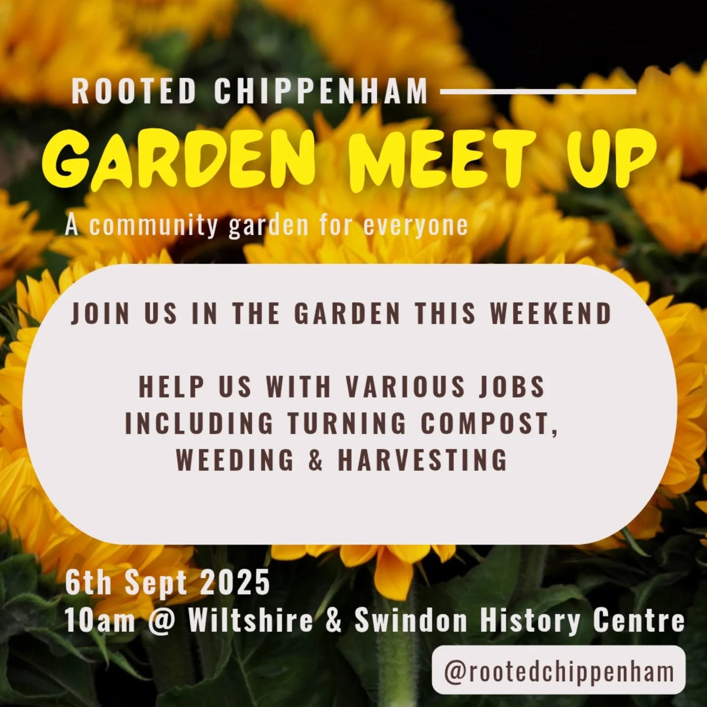 Meet up this Saturday 6th Sept @10am
We think that coming together to grow some veg, share food, chat and keep each other company is what it's all about. Wherever you come from, however you got here, YOU are WELCOME in the garden
No experience needed, no forms to to fill in. Just come along and get stuck in, chat, dig up some potatoes to take home... 😁
Wear stuff you will stay warm and dry in that can get a bit muddy 🥾
#communitygarden #everyoneiswelcome #postiveaction #nohatehere #comeonin #chippenham #community