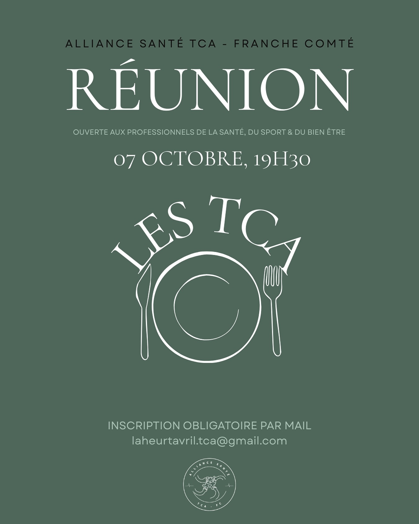Professionnels de santé, du sport et du bien-être : ensemble, construisons un réseau solide face aux TCA.
Rejoignez la première réunion pluridisciplinaire organisée par l’association Alliance Santé TCA Franche-Comté : un temps d’échange, de partage et de coordination entre personnes engagées et sensibilisées aux TCA.
Alors, qui sera là (inscription gratuite) ?
