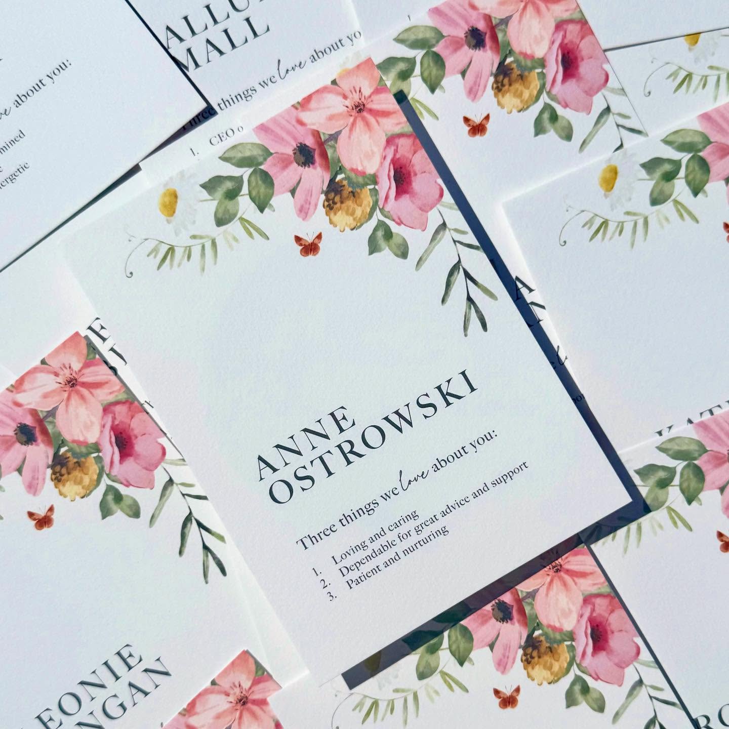 Autumn may seem to have crept in overnight, but these place names are bringing all the summer sunshine ☀️🌸
Such a sweet idea for an intimate wedding. Each guest had three things the couple love most about them. 🥰
#summerwedding #intimatewedding #smallwedding #weddingstationery #otdwedding #2026bride #2026wedding #onthedaystationery #placecards #bespokewedding