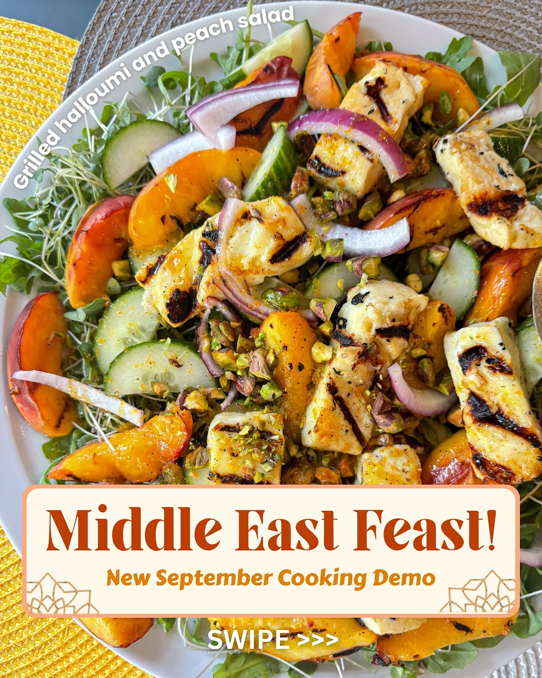 Middle East Feast - Cooking demo September 2025 - Sign up link in bio
This demo will feature:
🍑Grilled halloumi and peach salad
🌿Bulgur pilaf with celery, olives, and dried fruit
🫓 Arayes- Crispy stuffed pitas with yogurt tahini sauce
🍋Grilled zucchini with zaatar and lemon
🍫Rugelach pinwheels
#eatstagram
#fallrecipes
#torontofood
#rdsofinstagram
#middleeasterncuisine