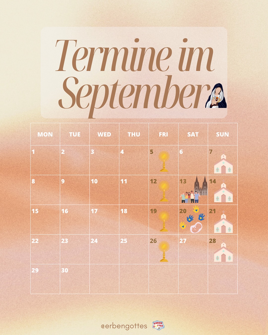 Unsere Termine für den September 🧡🌳🪀 Wir freuen uns, wenn DU dabei bist! 😊🫵🏼
#kirche #hannover #jesus #kirchehannover #katholisch #glaube
