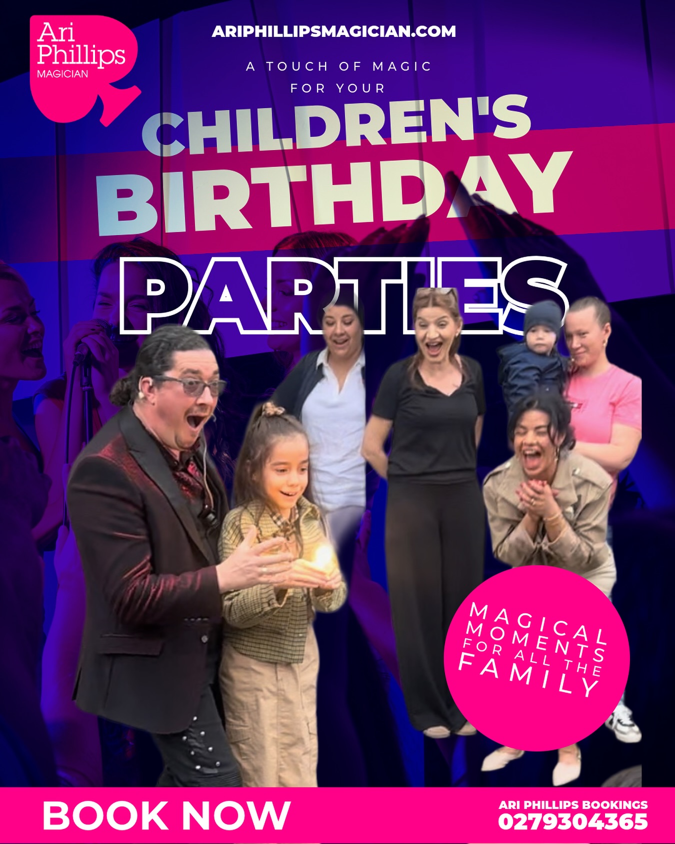 🎉✨ Planning a kids’ birthday party? ✨🎉
Looking for entertainment that will WOW the kids and impress the parents?
Look no further—Ari Phillips Magician is your party entertainer!
✅ Fun, modern, and interactive magic for all ages
✅ Personalised, tailor-made shows for every party
✅ Non-stop entertainment—from the moment guests arrive until the party ends!
Unlike entertainers who just “pop in” for a quick show, I stay with you throughout the celebration, making sure the kids are fully engaged and having the time of their lives.
Optional extras on top of the 45-minute magic show include:
• Illusions
• Balloon twisting
• Magic workshops
• Plate spinning
• Party games
…and more!
Give your child a birthday they’ll never forget.
Message me today to book one of the BEST parties ever!
www.ariphillipsmagician.com