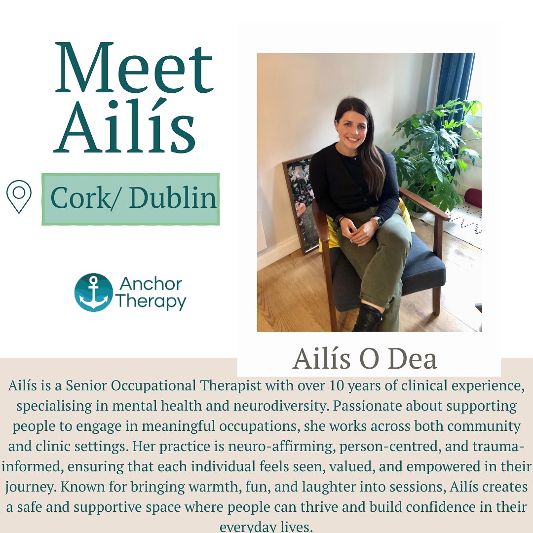 🌟 Exciting news! 🌟
Ailís is now offering face-to-face Occupational Therapy sessions in Cork for young people (from age 13) right through to adults.
She specialises in supporting neurodivergent individuals and those experiencing anxiety, low mood, stress and #trauma. She brings a wealth of expertise, experience, and her warm, caring nature to every session. 💛
✨ What’s new
Ailís will also be starting a Young Adult Social Group in Cork — free of charge! She played a huge role in establishing the Dublin group, and we can’t wait to see the Cork group thrive with her guidance.
Ailis will continue:
✔️ Face-to-face sessions in Dublin
✔️ All of her online sessions
Beyond her clinical work, Ailis is also the heart behind the @irish_ots_for_palestine , reflecting her passion for advocacy and social justice. 🌍
We are so grateful for her dedication and so excited for the Cork community to benefit from her energy and care!
@ailis_ni_dheaghaidh
#OccupationalTherapy #OTinCork #NeurodiversityAffirming #AnxietySupport #YoungAdults #socialgroups
