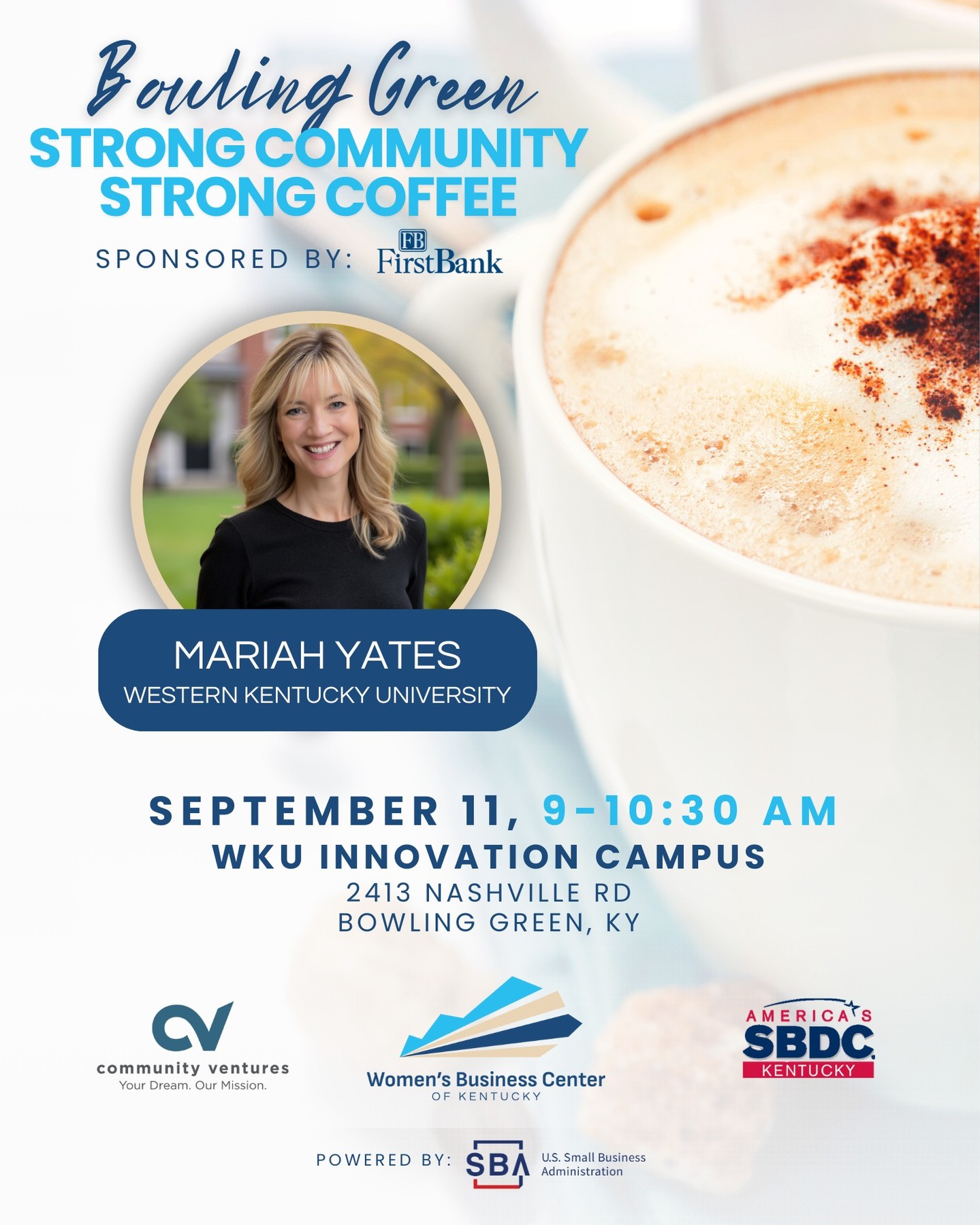 👑 Leadership meets pop culture with this month's Strong Community, Strong Coffee guest, Dr. Mariah Yates—a dynamic professor at WKU with a passion for helping women rise with both clarity and confidence.
She’ll guide us through "Authenticity, Joy, & Creative Inspiration in How We Lead"—an unexpectedly brilliant blend of business strategy and cultural storytelling that invites all of us to think differently about visibility, evolution, and courage in leadership.
💛 We’re so grateful to Dr. Yates for lending her time and brilliance to our community this month.
📍 Sept 11 | WKU Innovation Campus | 9AM CST
🎟 Reserve your seat: https://bit.ly/4nmyBGu
📬 Can’t make it? https://www.wbckentucky.org/contact
