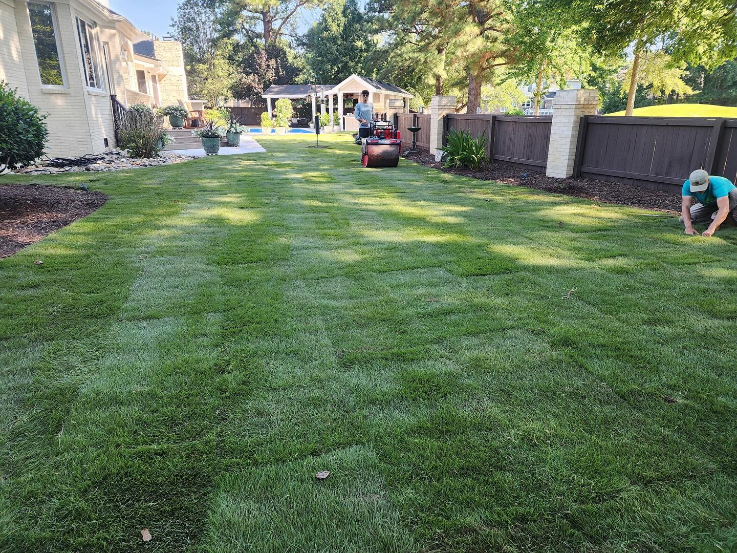Another flawless Zeon Zoysia sod install by Turfs Up Contracting! 🌱 Transforming lawns, one roll at a time. Visit turfsupcontracting.com for your dream turf! #ZeonZoysia #TurfsUp #LawnGoals