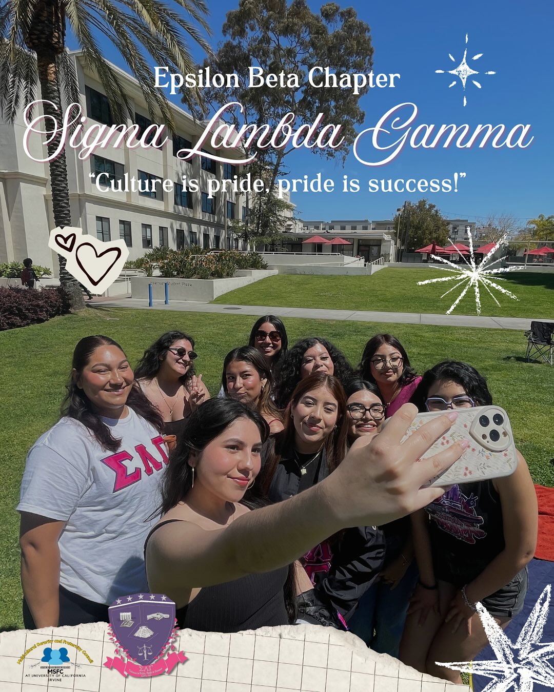 Meet Sigma Lambda Gamma.𖥔 ݁ ˖
⋆。💌°✩ ──────
#msfc #sorority #fraternity #irvinemsfc #sfl #irvinesfl #uci #ucisfl #ucimsfc #irvine #universityofcaliforniairvine