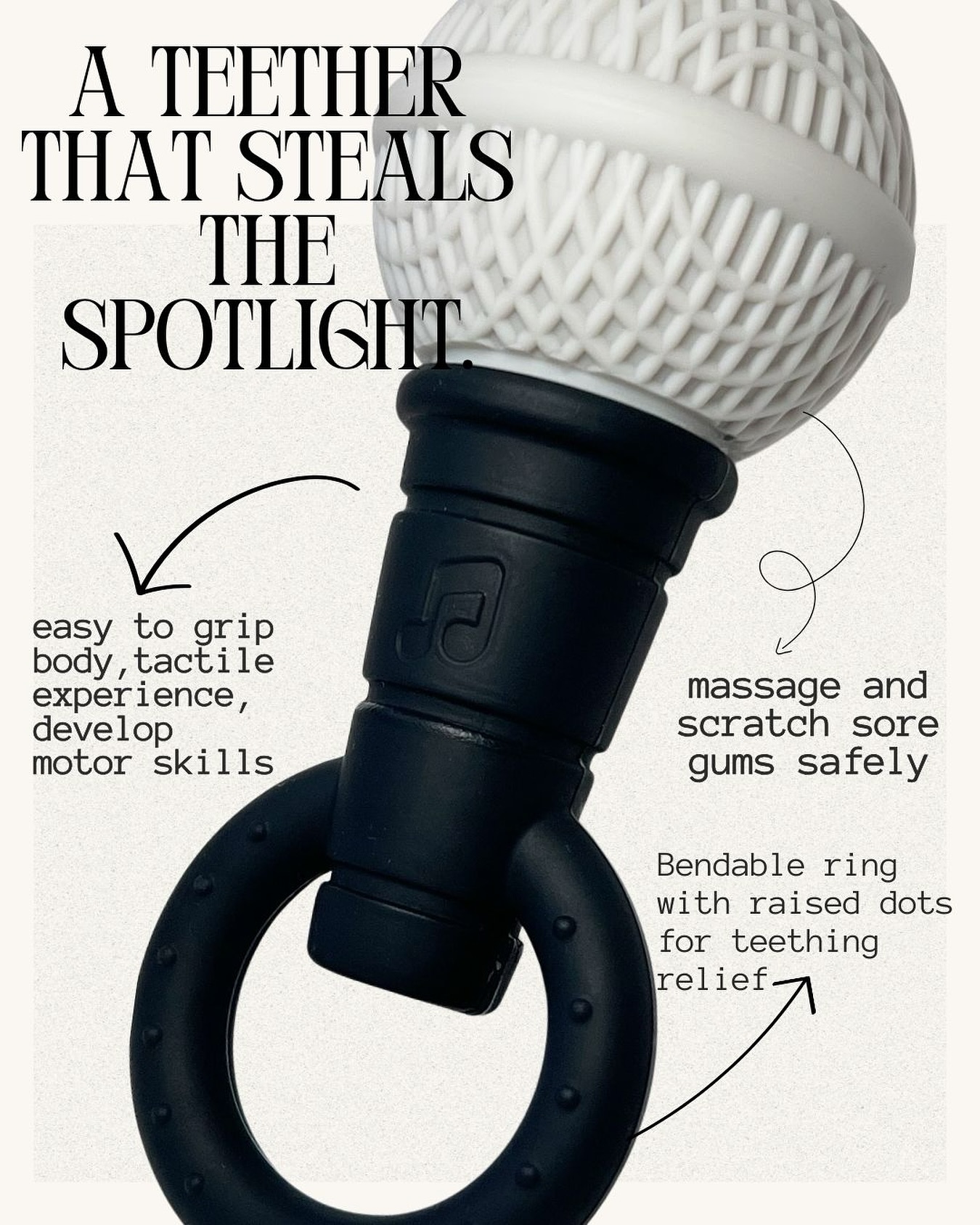 Rough teething days and sore gums won’t stop your tiniest performer anymore ✨ 🎤
#microphoneteether #singingbaby #teether #babytoys #babyteether #newbornphotoshoot #toddlertoy #gumrelief #teethingrelief #bpafree #foodgradesilicone