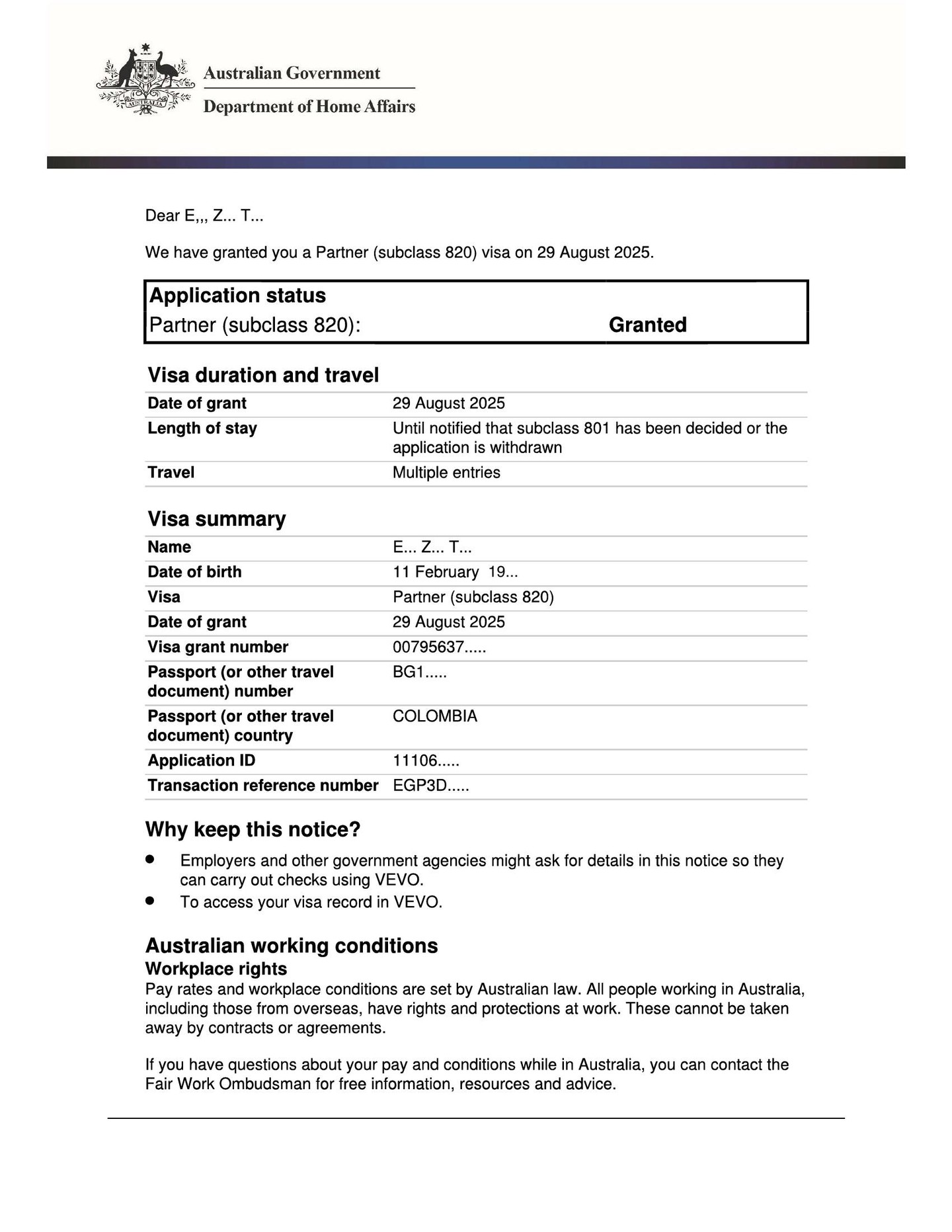Partner Visa Granted!
We applied for this Partner Visa in early August 2024, and after 391 days of waiting, the grant letter finally arrived! It was a long journey but what matters most is the visa being granted and the couple being together.
Every Australian citizen or permanent resident has the right to choose a non-Australian partner and build a future together here.
If you’re ready to take this step, get in touch let's make it happen.
📧 info@visa-australia.com.au
📞 0416 049 021 (WhatsApp)
🌐 www.visa-australia.com.au
Ilgin Azazi
Registered Migration Agent – MARN 2318123
#PartnerVisa #VisaGranted #MigrationAgent #FamilyVisaAustralia #VisaAustralia#manr2318123#ilginazazi