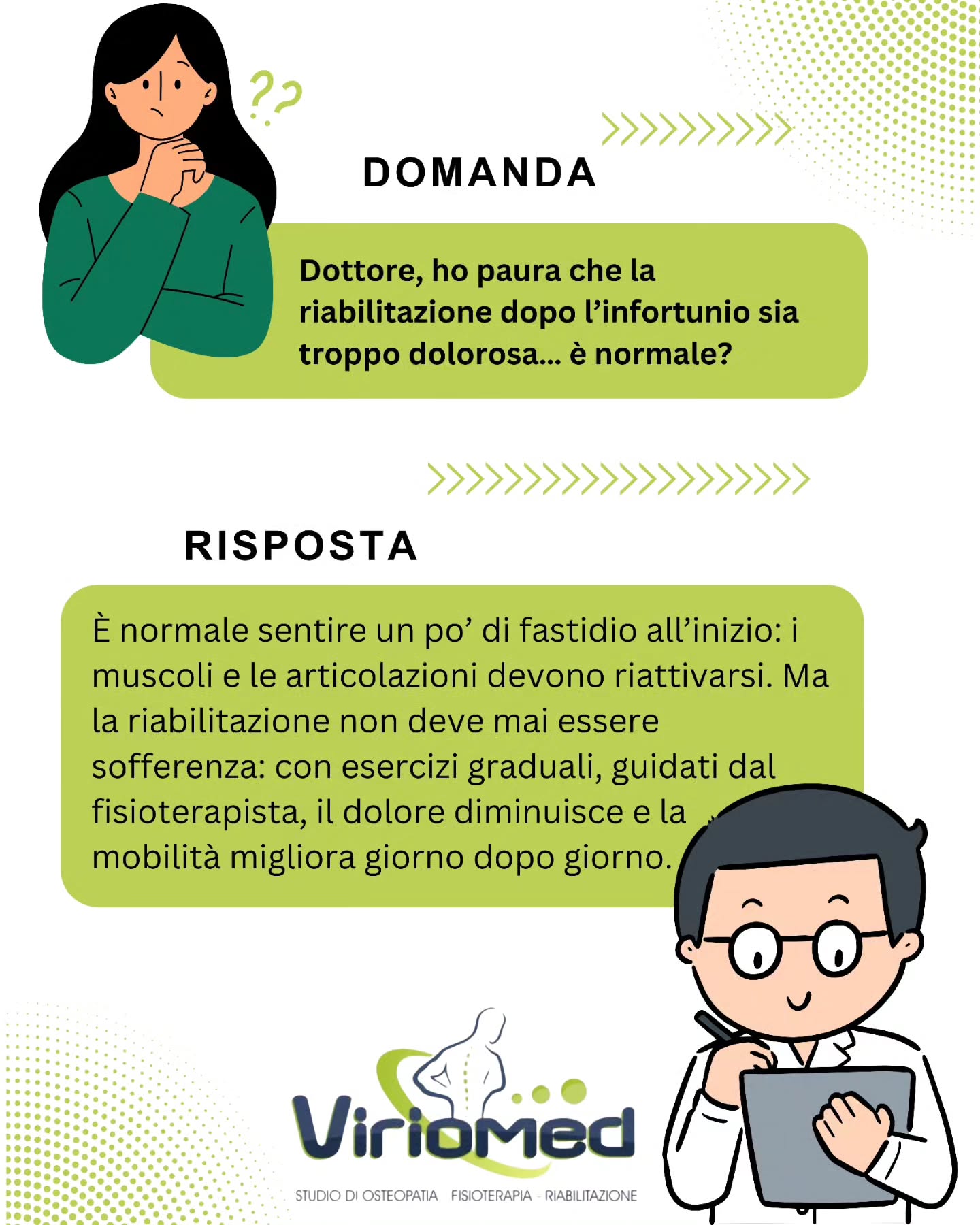 Il dolore non è il fine, il recupero sì.
Viriomed
📍 Strada comunale per San Gregorio, Loc. Mannella (VV)
📞 3206775566
📧 viriomed@libero.it
🌐 www.viriomed.it
#viriomed #fisioterapia #osteopatia #riabilitazione #posturologia #terapia #tecar #fisiotone #powershape #cryotshock #ondadurto #osteopata #ginnasticaposturale #linfodrenaggio #posturale #dimagrimento #dimagrimentolocalocalizzato #rimodellamentocorpo #tonificazione #vibovalentia #calabria #sangregoriodippona #vibomarina