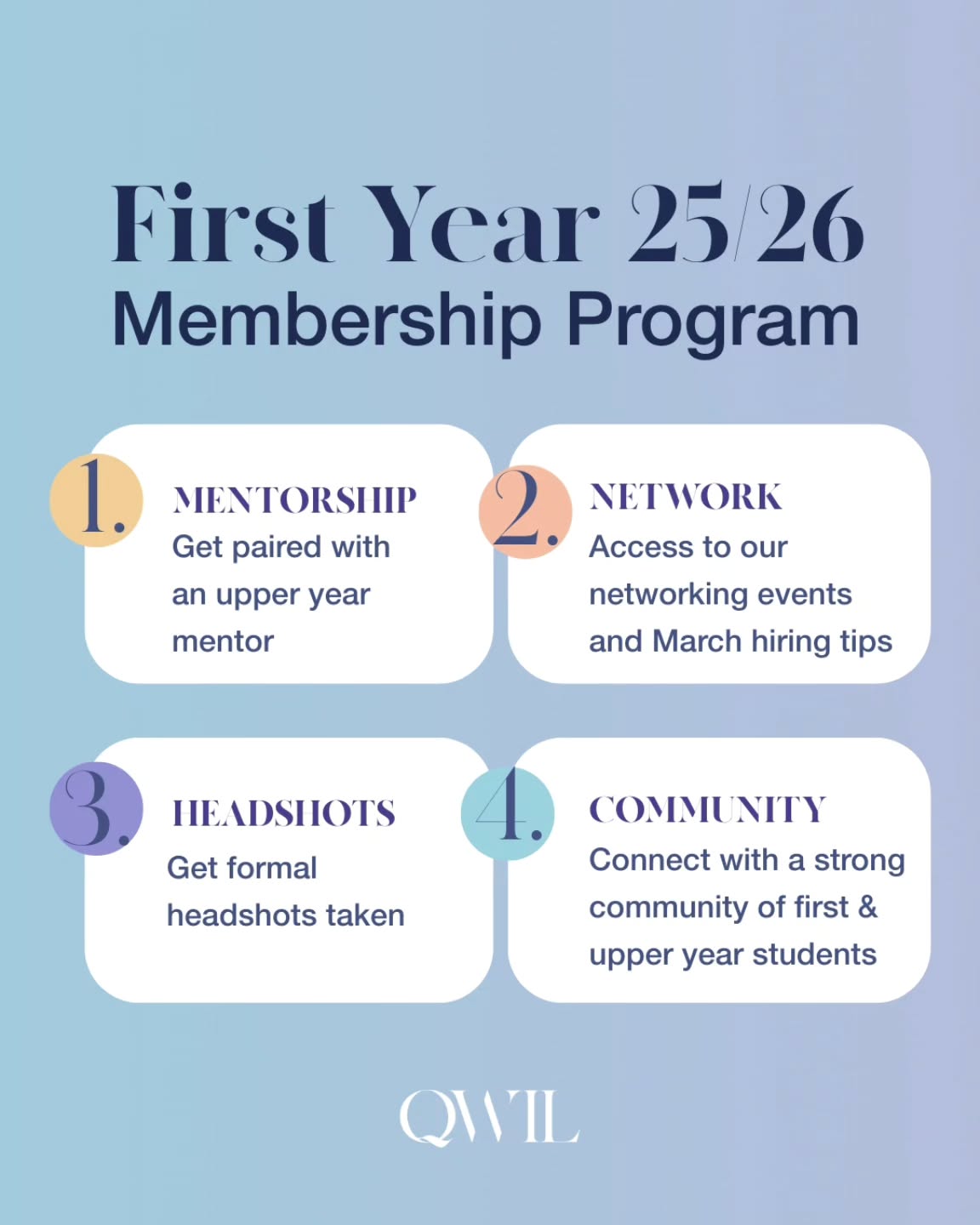 QWIL is excited to introduce the 25/26 First Year Membership Program. 🌟
Sign up using the link in our bio. To learn more, come to the First Year Opening Mixer on September 16th at 5:30pm! More info to come.