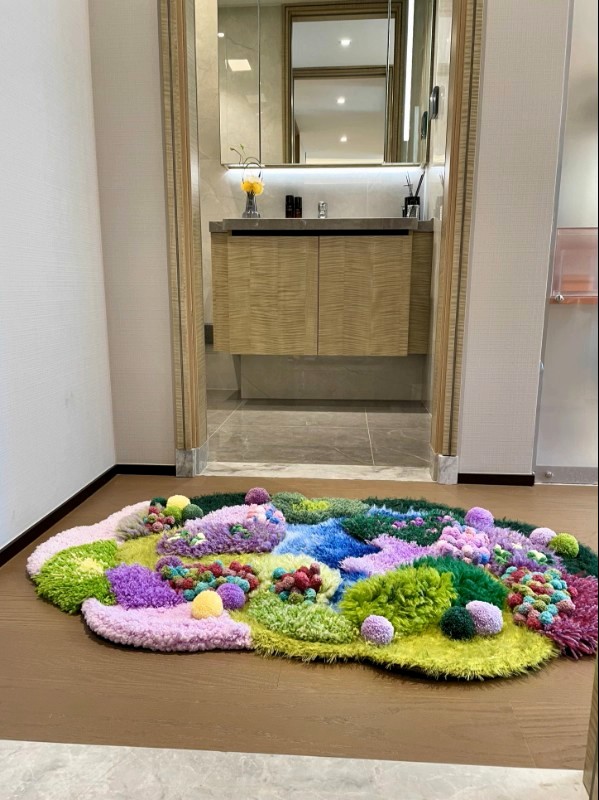 Step out in style 🚿💜 The coziest bathroom upgrade you didn’t know you needed. #MossRugGlowUp