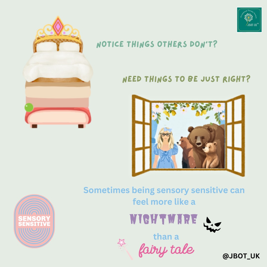One of the biggest barriers I see to meaningful engagement is sensory sensitivity.
If you haven't experienced it, the impact can be hard to imagine, but for many, this can dictate what they eat, where they can go, and what they wear.
If someone trusts you enough to tell you about their sensitivities, please believe that they are real and support them whenever possible.
#PrincessAndThePea #LivedExperience #GoldilocksAndTheThreeBears #Nightmare #Fairytale #BelieveThem #SensorySensitivities #SensoryIntegration #OccupationalTherapy #SensoryProcessing #NotBeingDramatic #OT