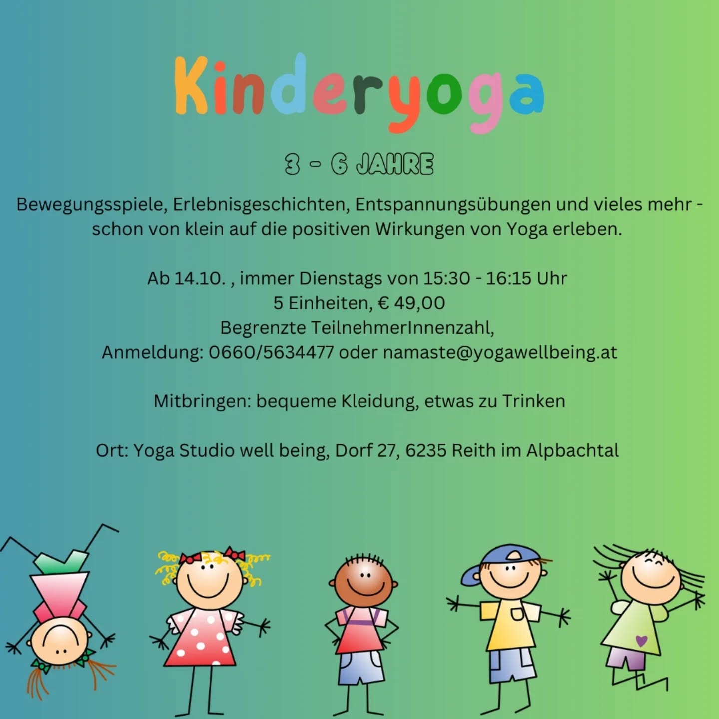 Wir starten wieder ... 🤩
Kinderyoga ist fantasievoll und tut dem Körper und der Seele gut.
🙌 KINDERYOGA
🗓 AB 14. OKTOBER 2025, 15:30 Uhr
📍 DORF 27, 6235 REITH IM ALPBACHTAL
🎟 Buchung: https://www.yogawellbeing.at/service-page/kinderyoga?referral=service_list_widget
Die Kinder lernen abzuschalten und sich bewusst zu entspannen. Und das Wichtigste ist, dass Kinderyoga einfach unglaublich viel Spaß macht.
.
.
#kinderyoga #yogawellbeing #reithimalpbachtal #yogastudiowellbeing #spielundspass #yogafürkinder #alpbachtal #spaßspaßspaß