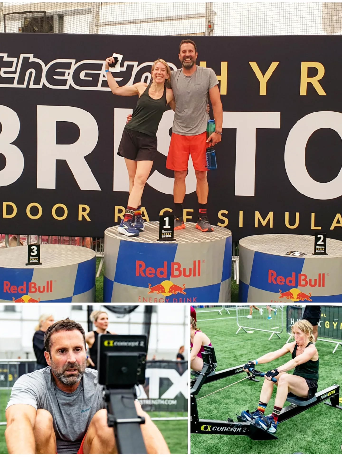 Congratulations 🎊 to these two on their first Hyrox event. They defo put in the hard work with some great goal incentives of being fitter & stronger at 50yrs than 40! Nice one. 🎈
A fantastic team effort through the mixed doubles category where I cheered from the sidelines 📣 Practice done - next one booked it! 💪🏼
1000m Ski Erg
50m Sled Push
50m Sled Pull
80m Burpee Broad Jump
1000m row
200m Farmers Carry
100m Sandbag Lunges
100 Wall Balls
All with 1km run between each event!
Well done 🏅