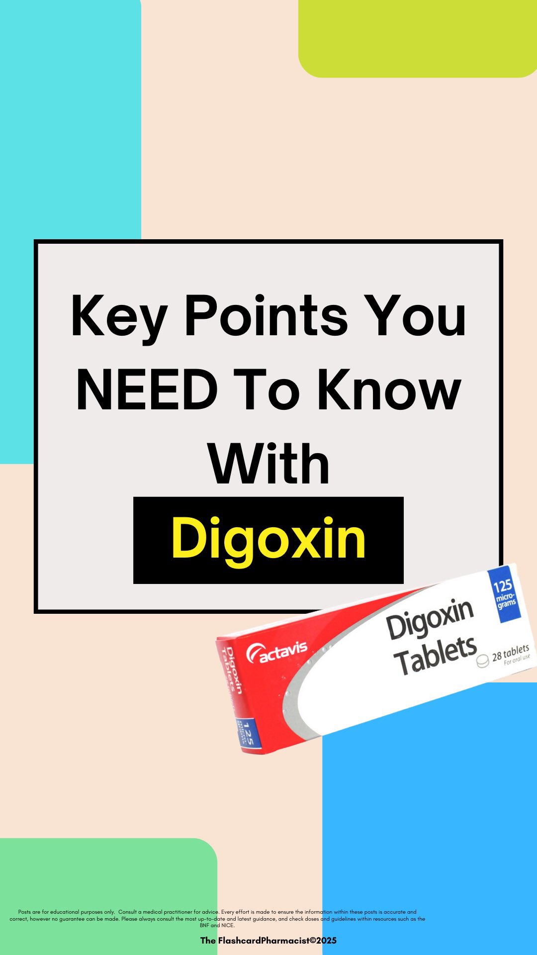 Key Points To Note With Digoxin!
A narrow therapeutic index drug worth knowing about, commonly used for AF rate control and sometimes in heart failure.
📌 Key points to remember:
• Typical dose: 125–250 micrograms OD (lower in elderly/renal impairment
🚨 Toxicity signs: nausea, vomiting, dizziness, confusion, yellow–green vision
Can you think of any interactions with this one?
#pharmacy #pharmacist #foundationpharmacist #pharmacytraining #clinicalpharmacy #reels #explorepage #pharmacyschool #mpharm #pharmd #pharmacology #pharmacologyrevision #foundationdoctor #GPregistrar #GPTraining #pharmacologyschool #revisepharmacology #preregistration #foundationtraining #nursetraining #nursestudent #pharmacystudent #medicinestudent #pharmacyquiz
#futurepharmacist #studentpharmacist