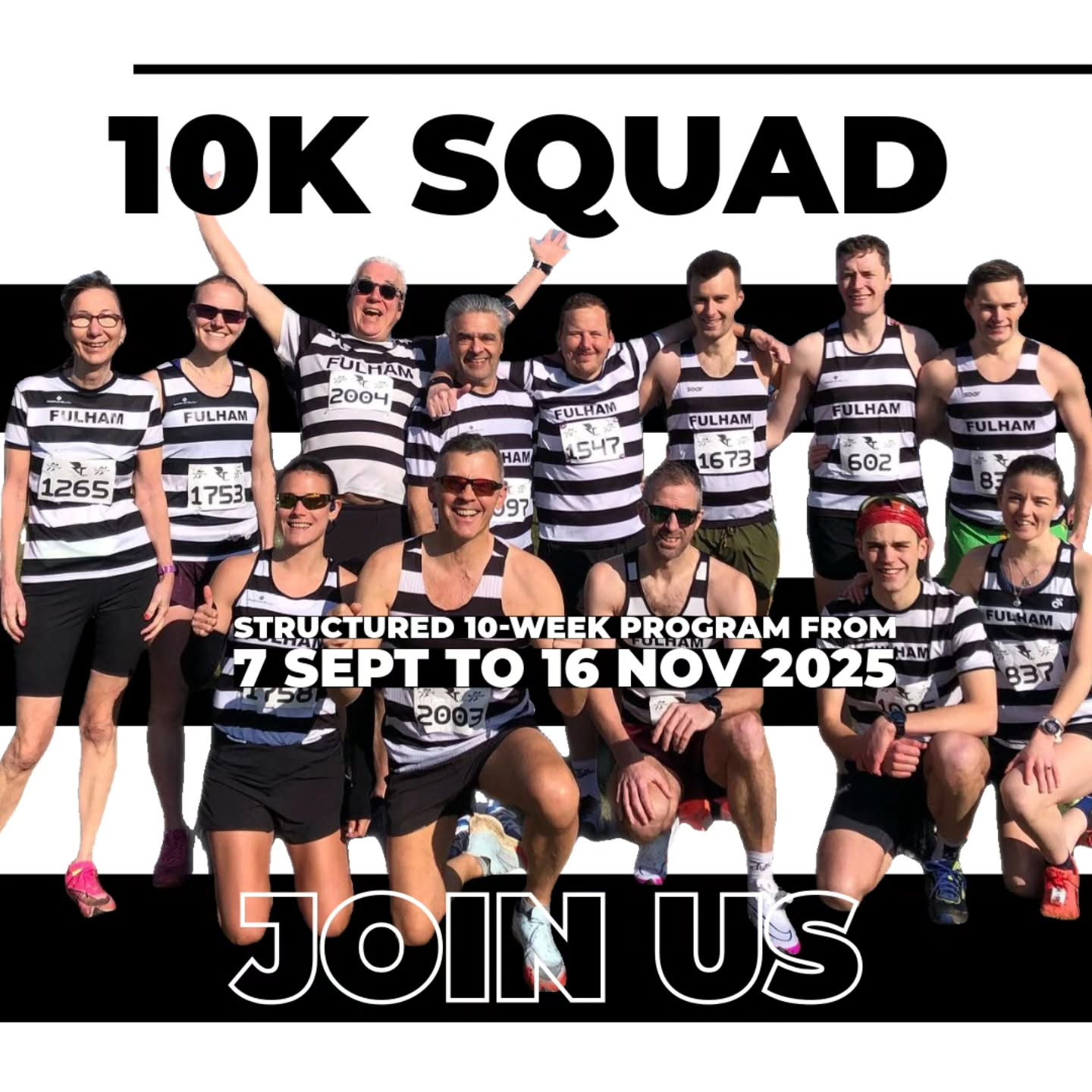 LAST CHANCE!
We're excited to announce our 10K Squad for 2025, designed for various levels from those looking to complete their first 10K to anyone wanting to improve their 10K PB time.
Starting Sunday 7 September (tomorrow!) this programme is the perfect way to develop your running journey in a supportive and friendly environment.
Link in bio to find out more!
#fulham #fulhamrunningclub #frc #running #run #runner #runlondon #runyourcity #squad #squadgoals #hammersmith #putney #barnes #10km #10kmsquad