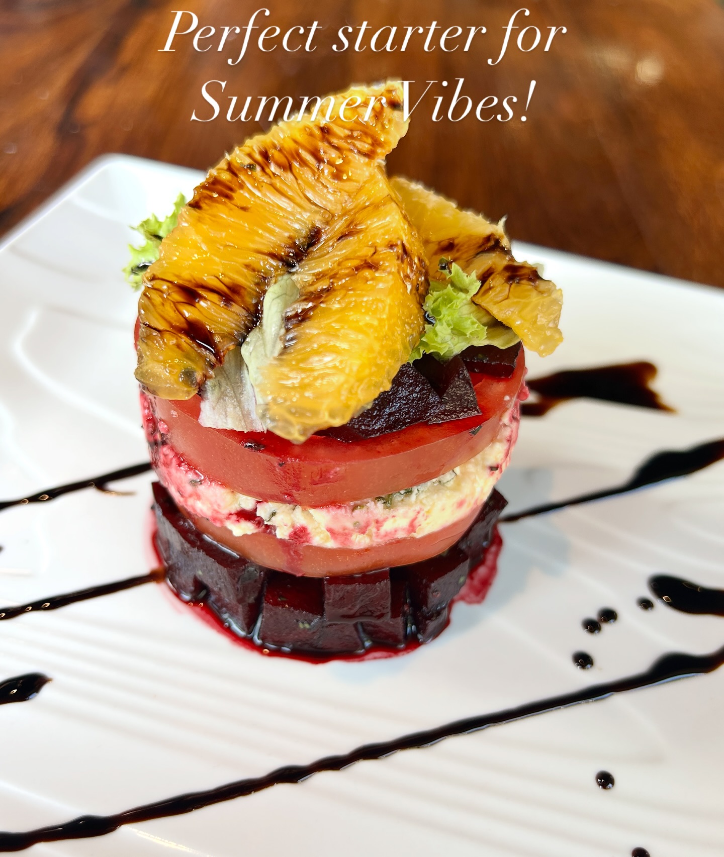 Our fresh Beetroot Summer Stack with Beetroot, Feta cheese, Chives, Parsley, Balsamic Reduction and Orange Segments. Perfect start to a Wonderful Season!!! #pastabarra #summermenu #foodie #pretoriarestaurants #diningout